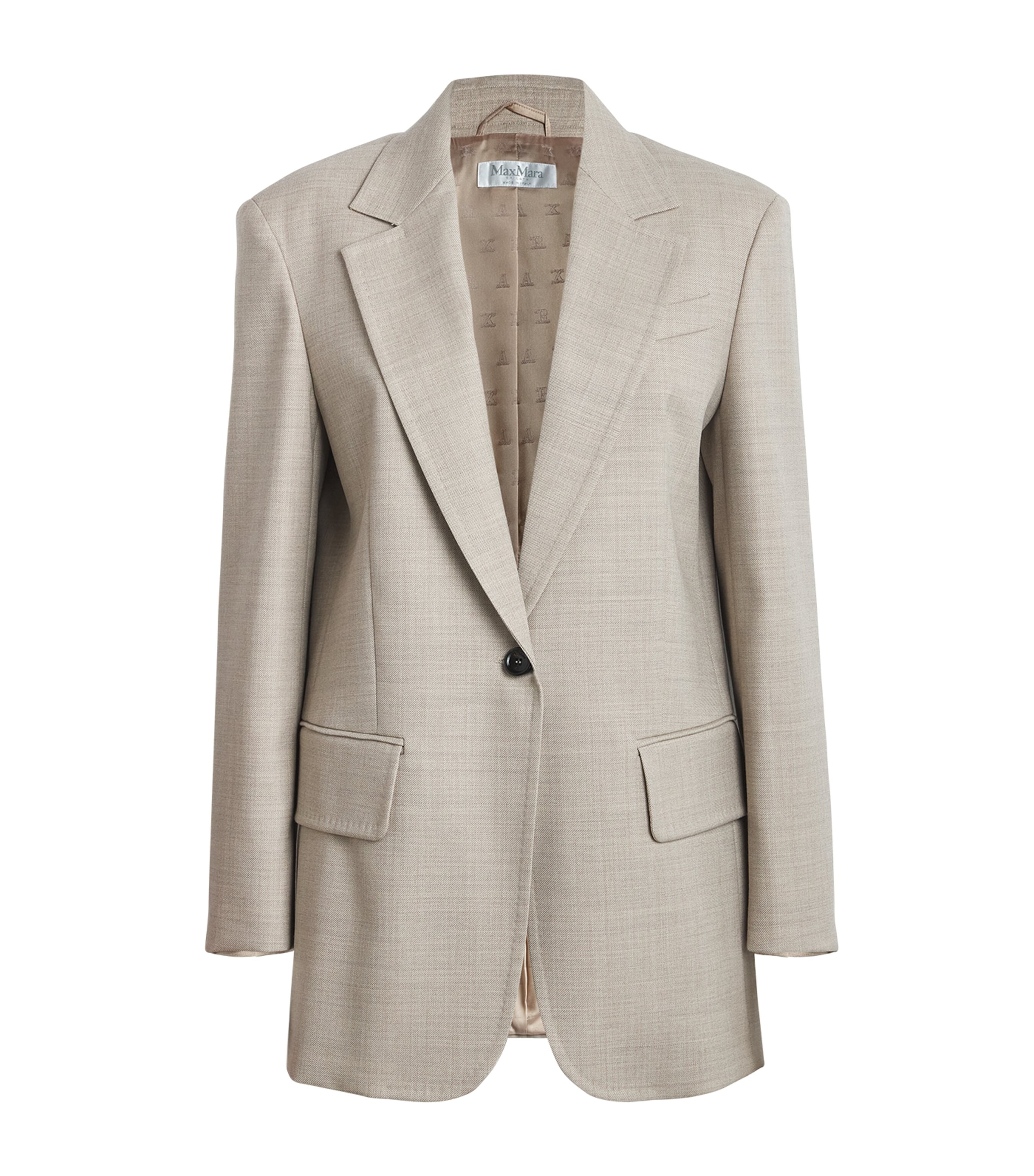 Max Mara Wool Single-breasted Blazer In Beige