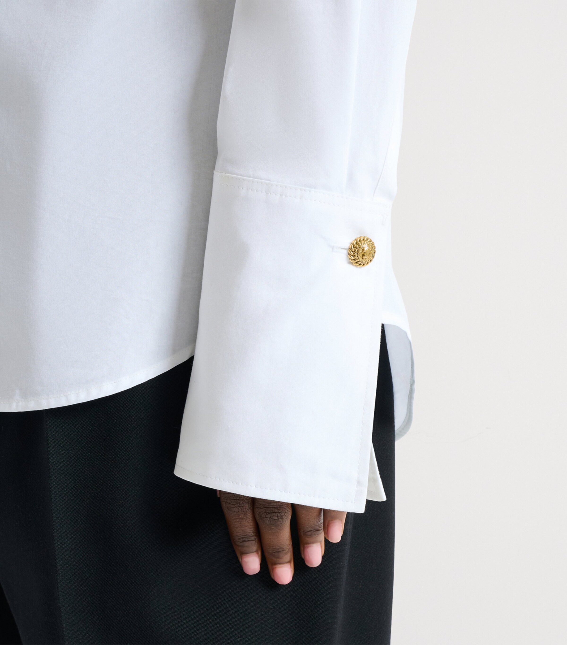Balmain Womens Cotton Poplin Shirt Blanc Optique Image 7