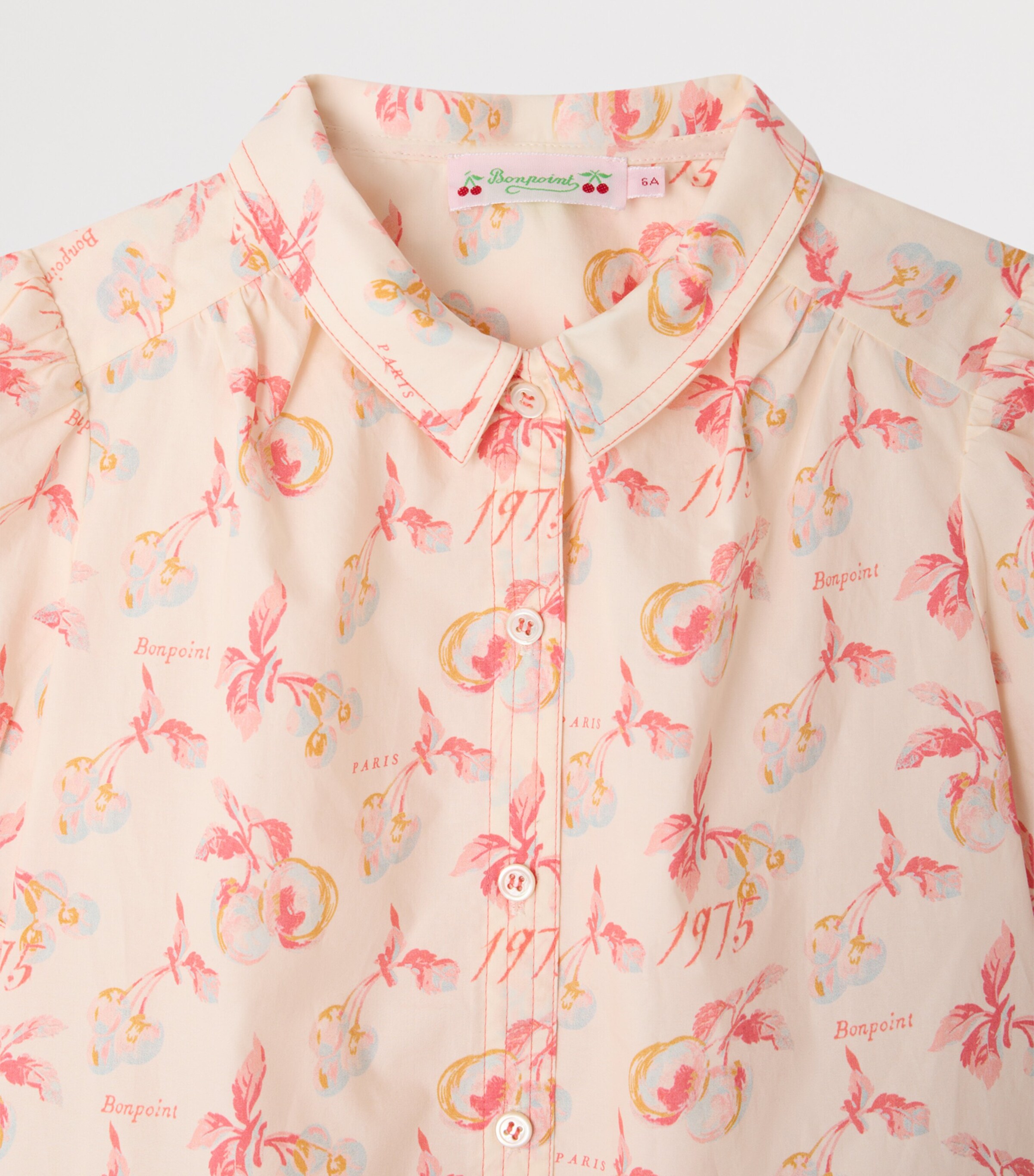 Bonpoint Printed Short-Sleeve Shirt (4-8 Years) Im Ecru Image 3