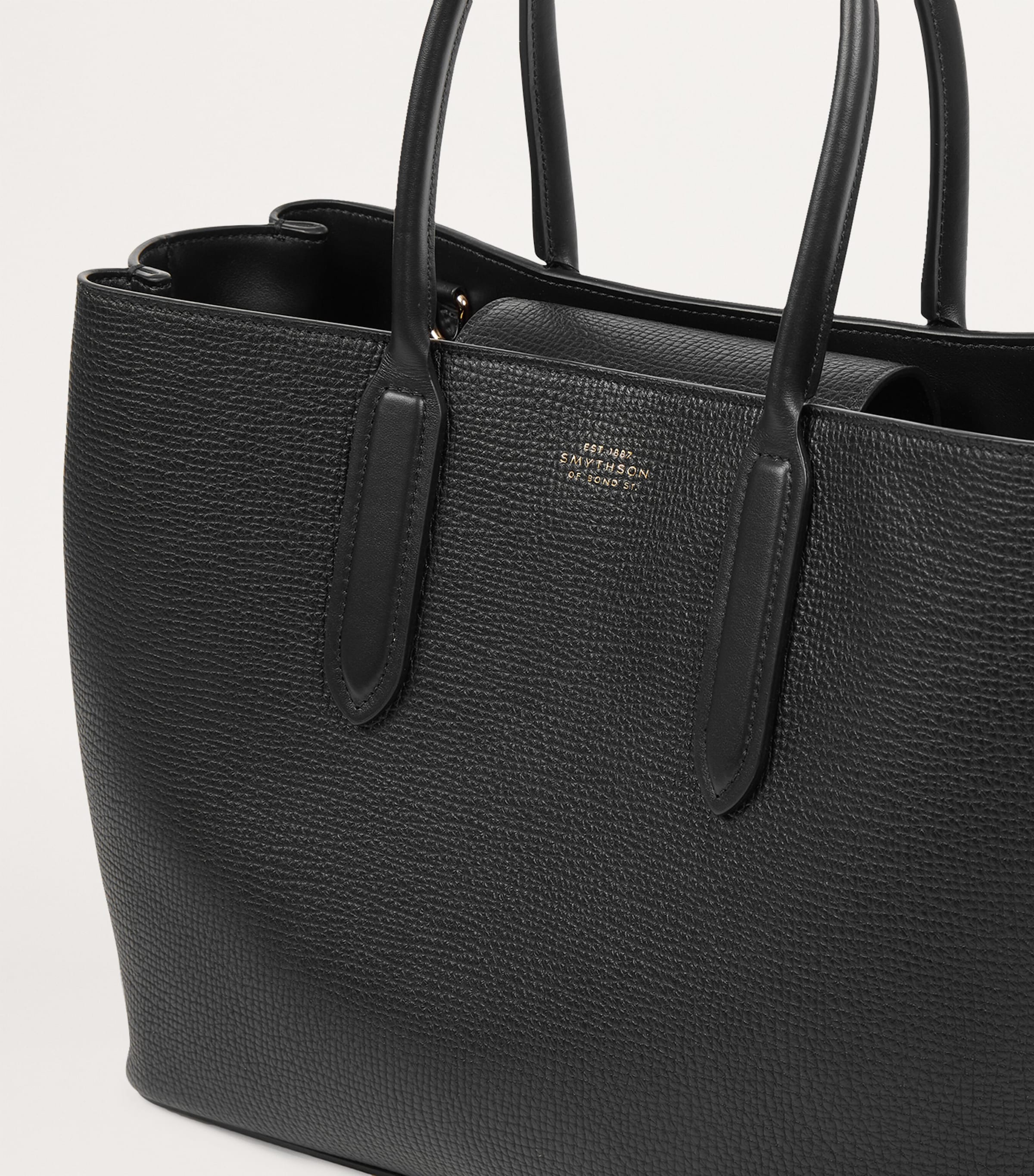 Small Leather Day Tote Bag BLACK Image 4