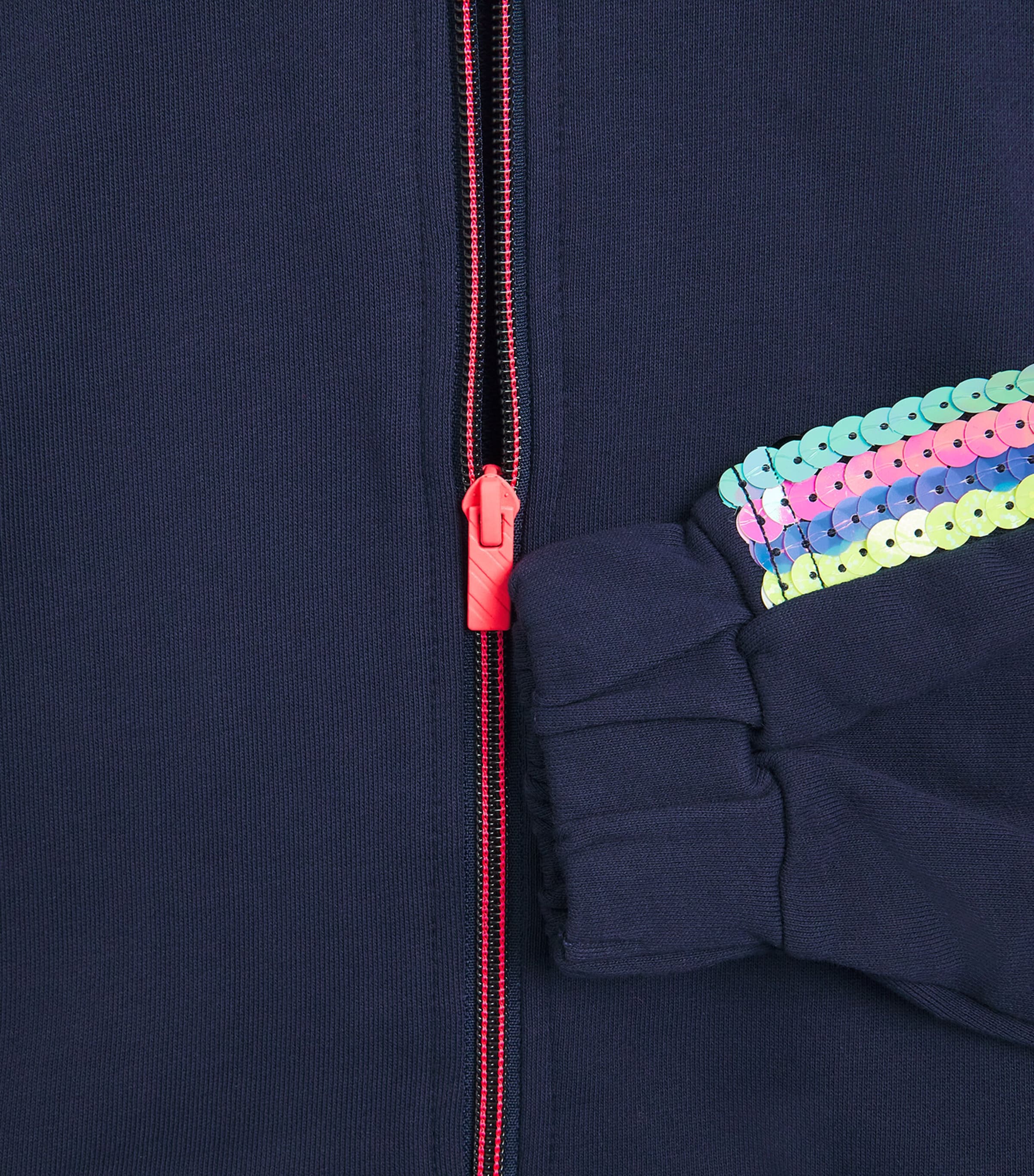 Billieblush Cotton Sequin Zip-Up Sweatshirt (2-12 Years) Navy Image 3