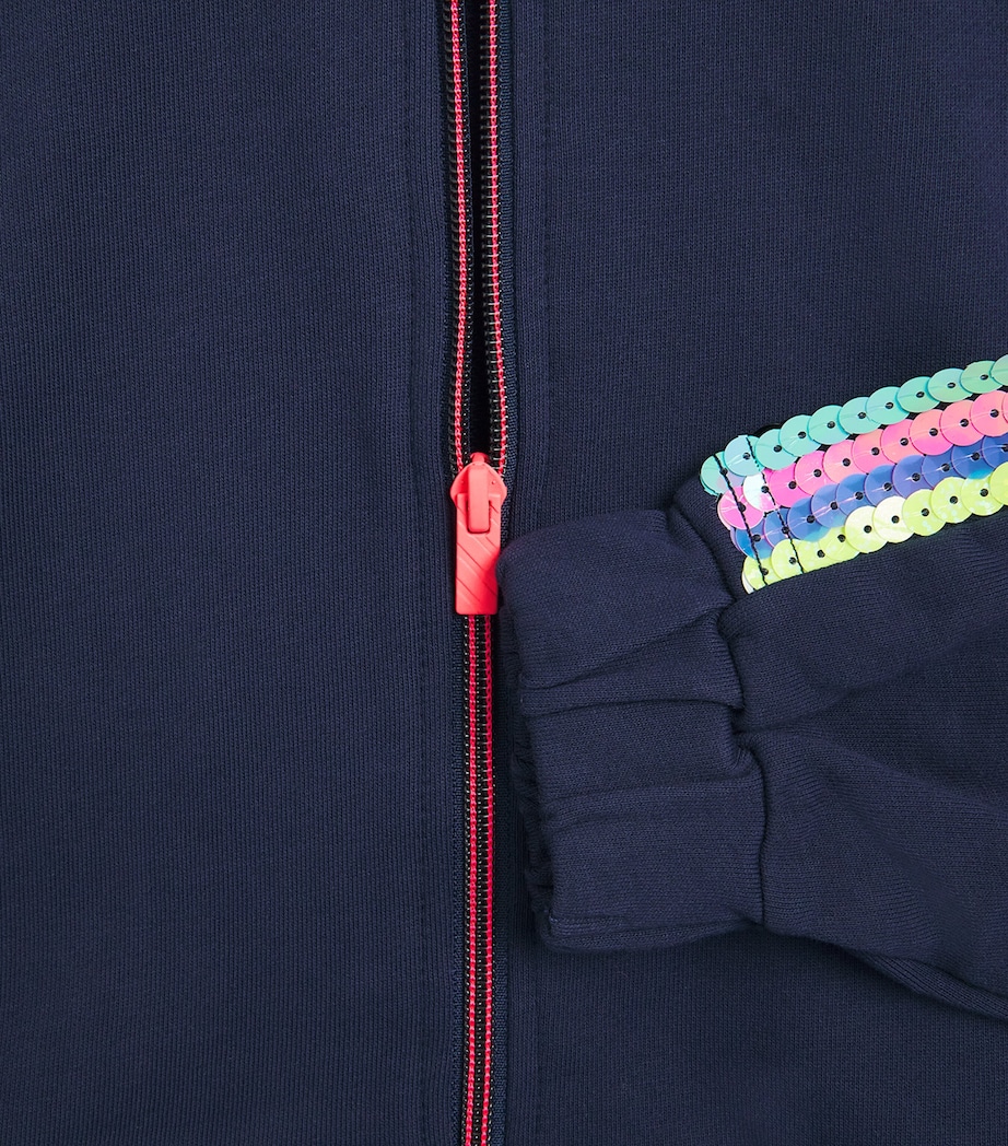Billieblush Cotton Sequin Zip-Up Sweatshirt (2-12 Years) Navy Image 3