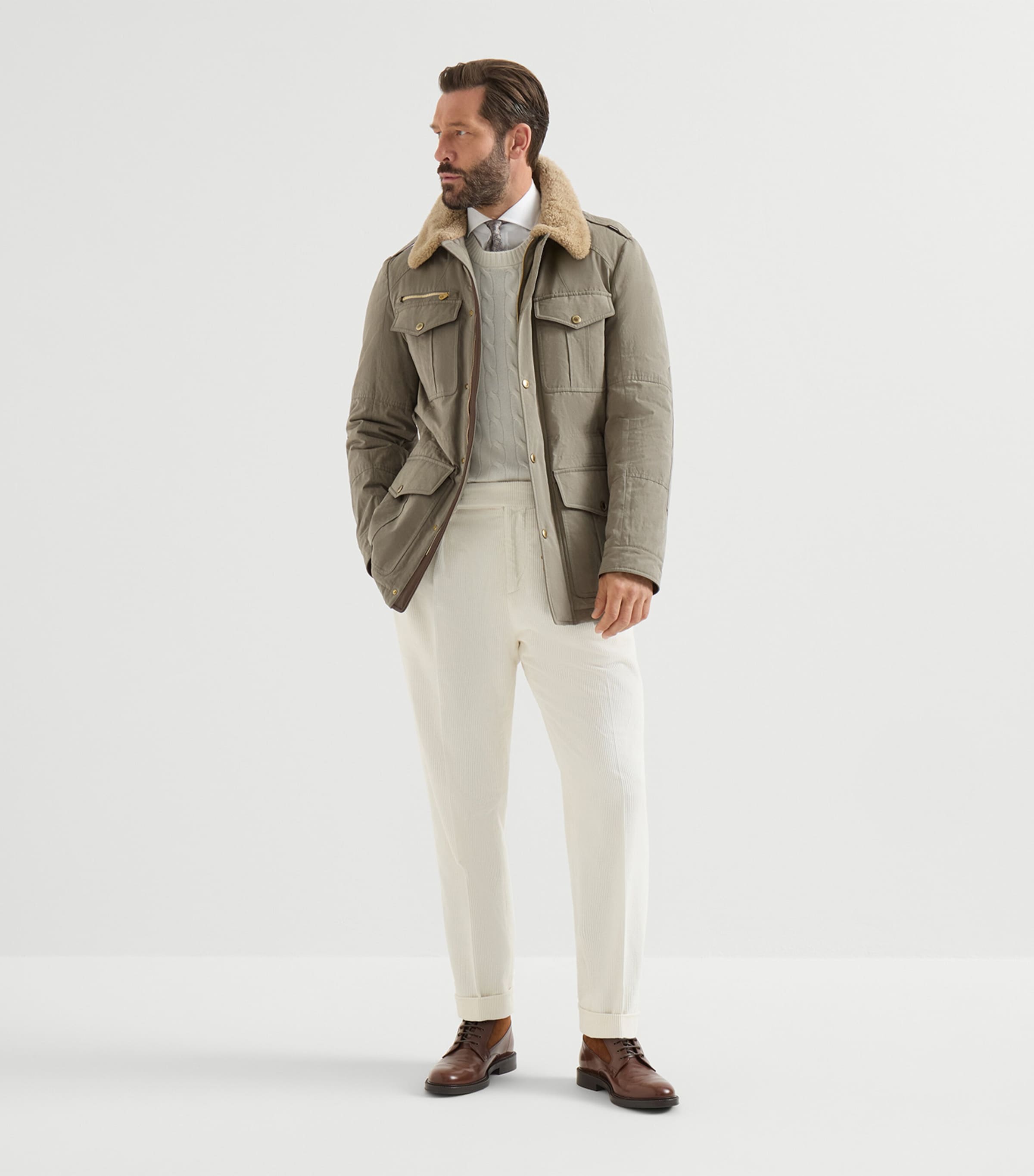 Brunello Cucinelli Mens Techno-Cotton Waxed Safari Jacket Image 2