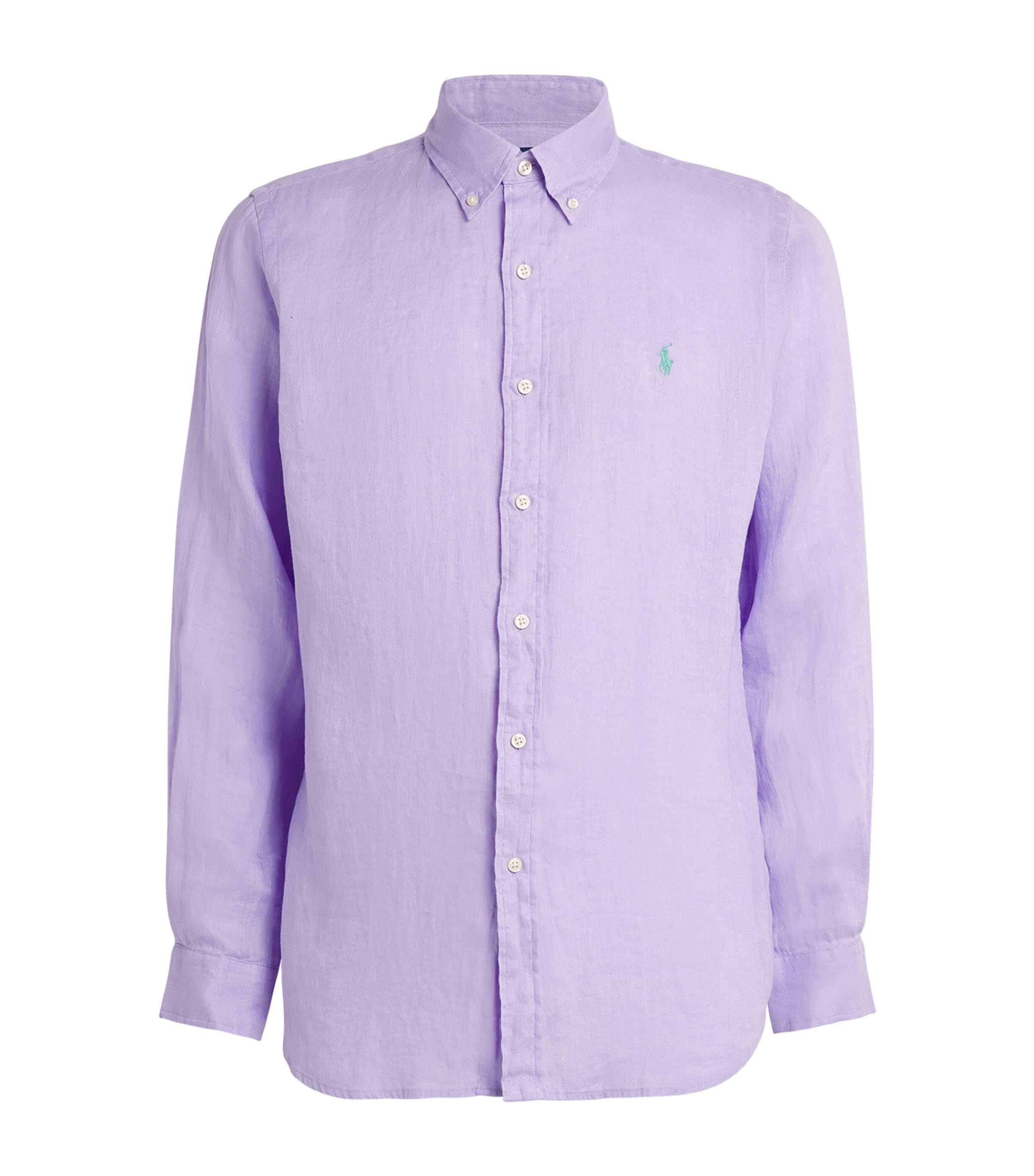 Polo Ralph Lauren Mens Linen Custom Fit Shirt Purple Image 1