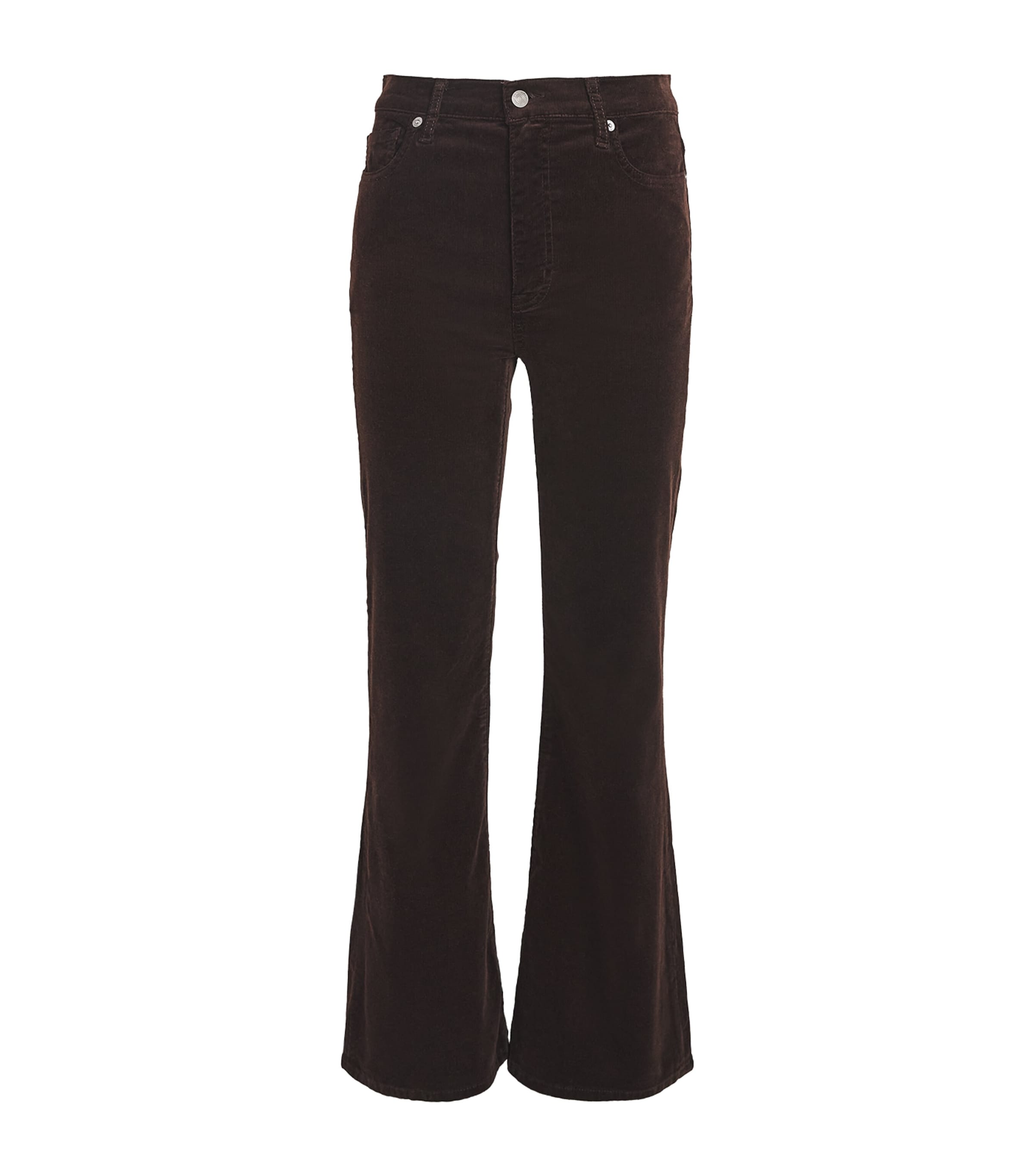 Shop Frame Corduroy Le Easy Flare Trousers In Brown