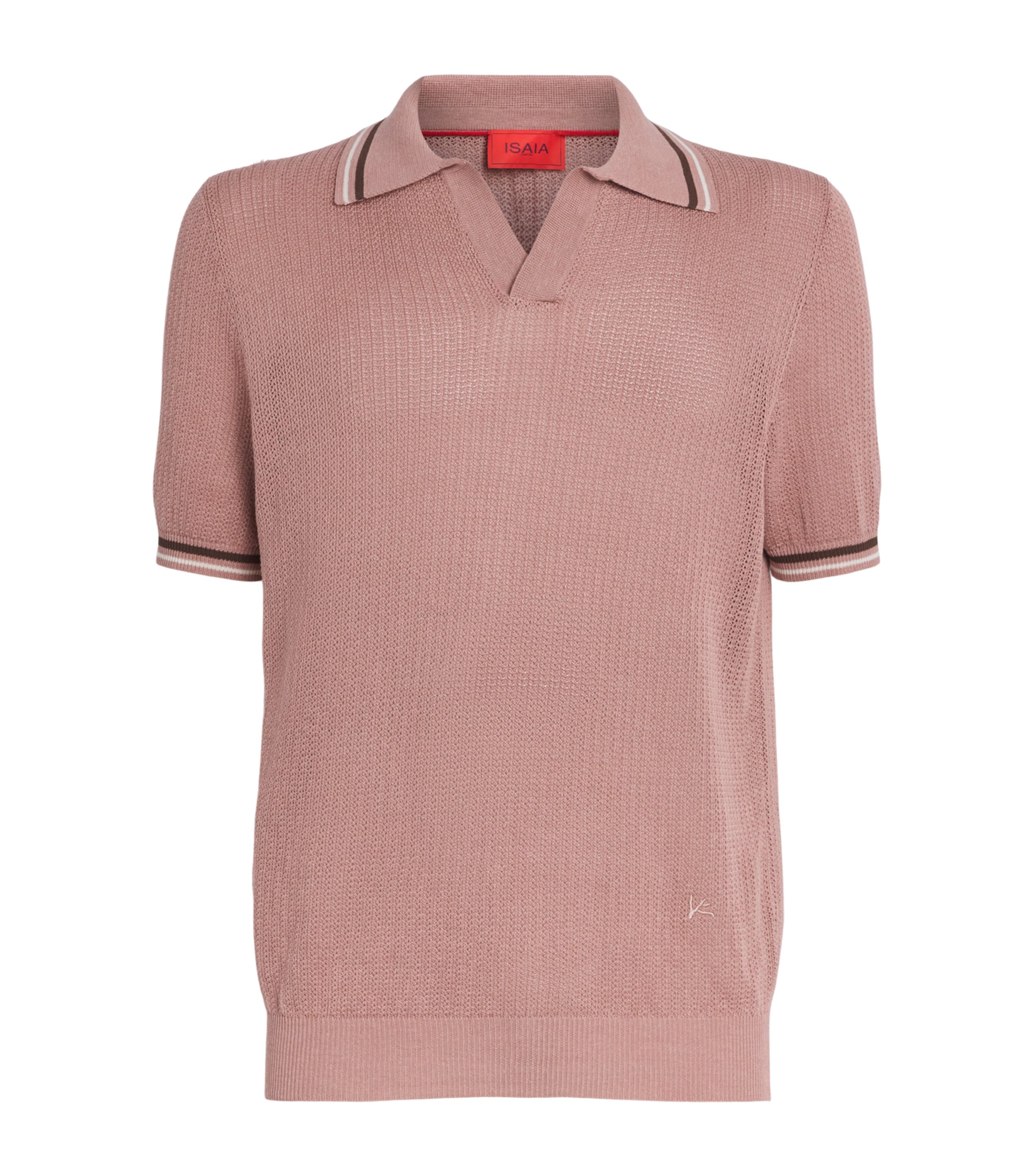 Isaia Mens Silk-Linen Open-Collar Polo Shirt Image 1