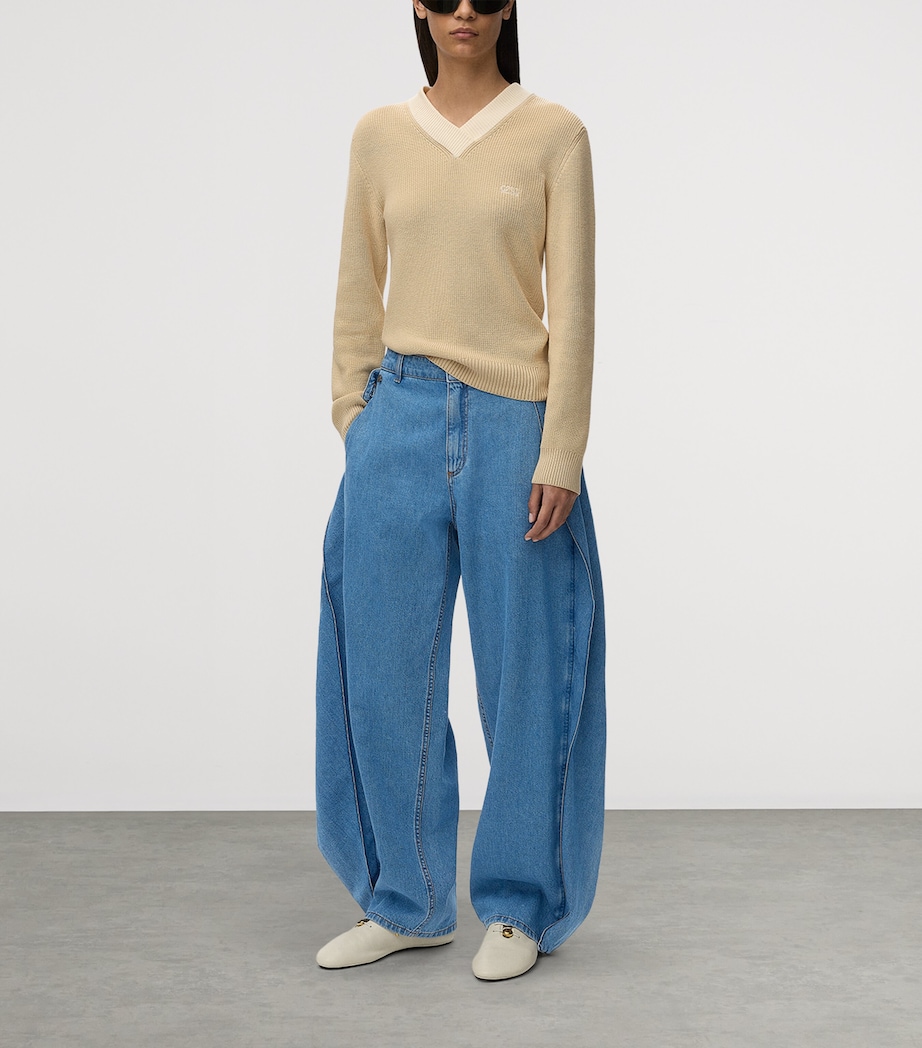 LOEWE Womens Wrap Wide-Leg Jeans Light Blue Image 2