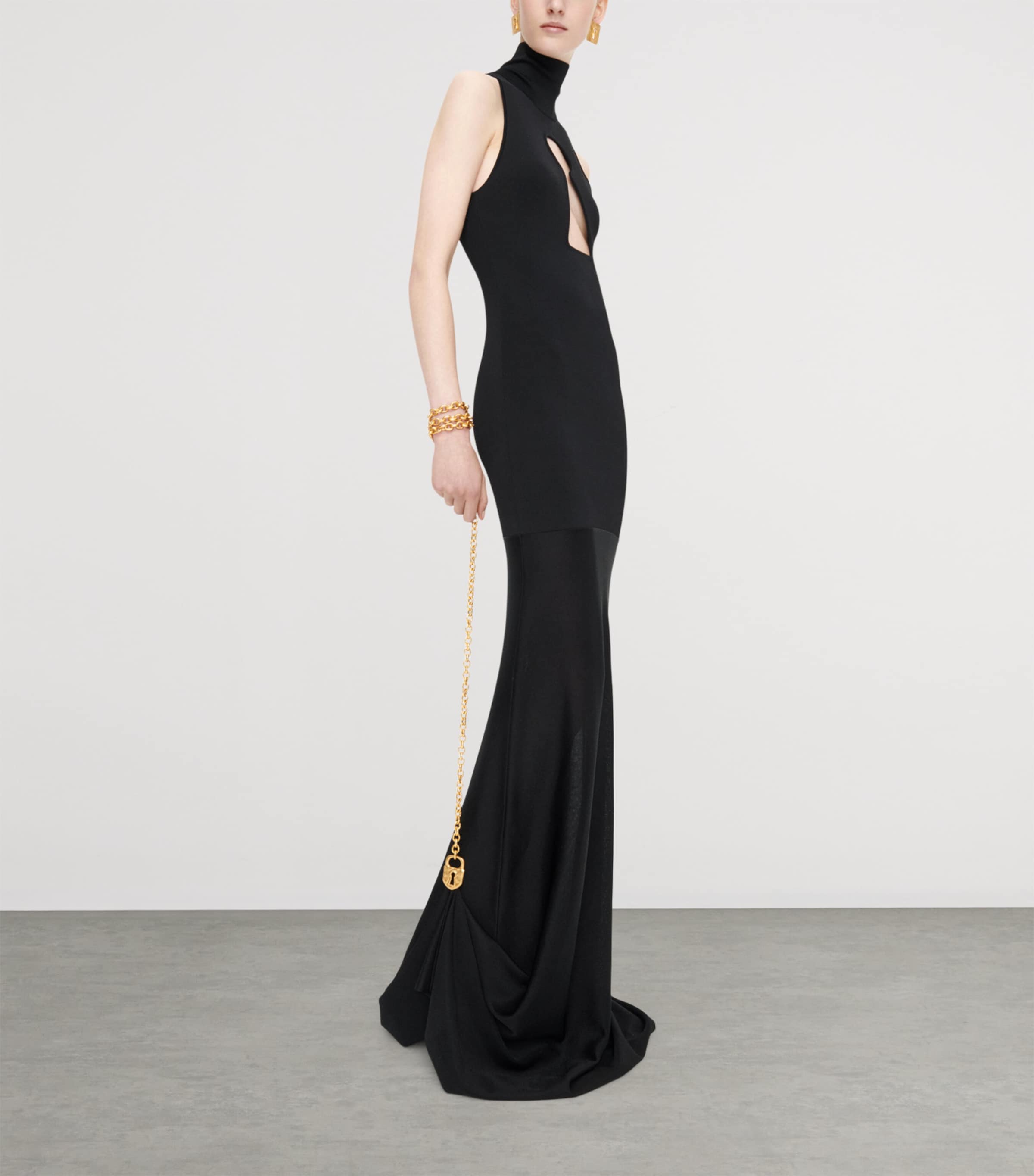 Schiaparelli Womens Keyhole Padlock and Chain Gown Black Image 2