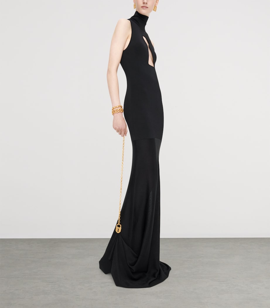 Schiaparelli Womens Keyhole Padlock and Chain Gown Black Image 2