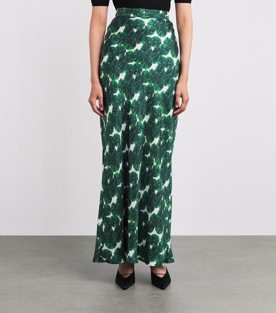 Silk Printed Maxi Skirt EMERALD Image 3