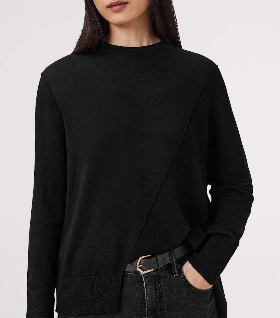 Wool Asymmetric Isla Sweater BLACK Image 3
