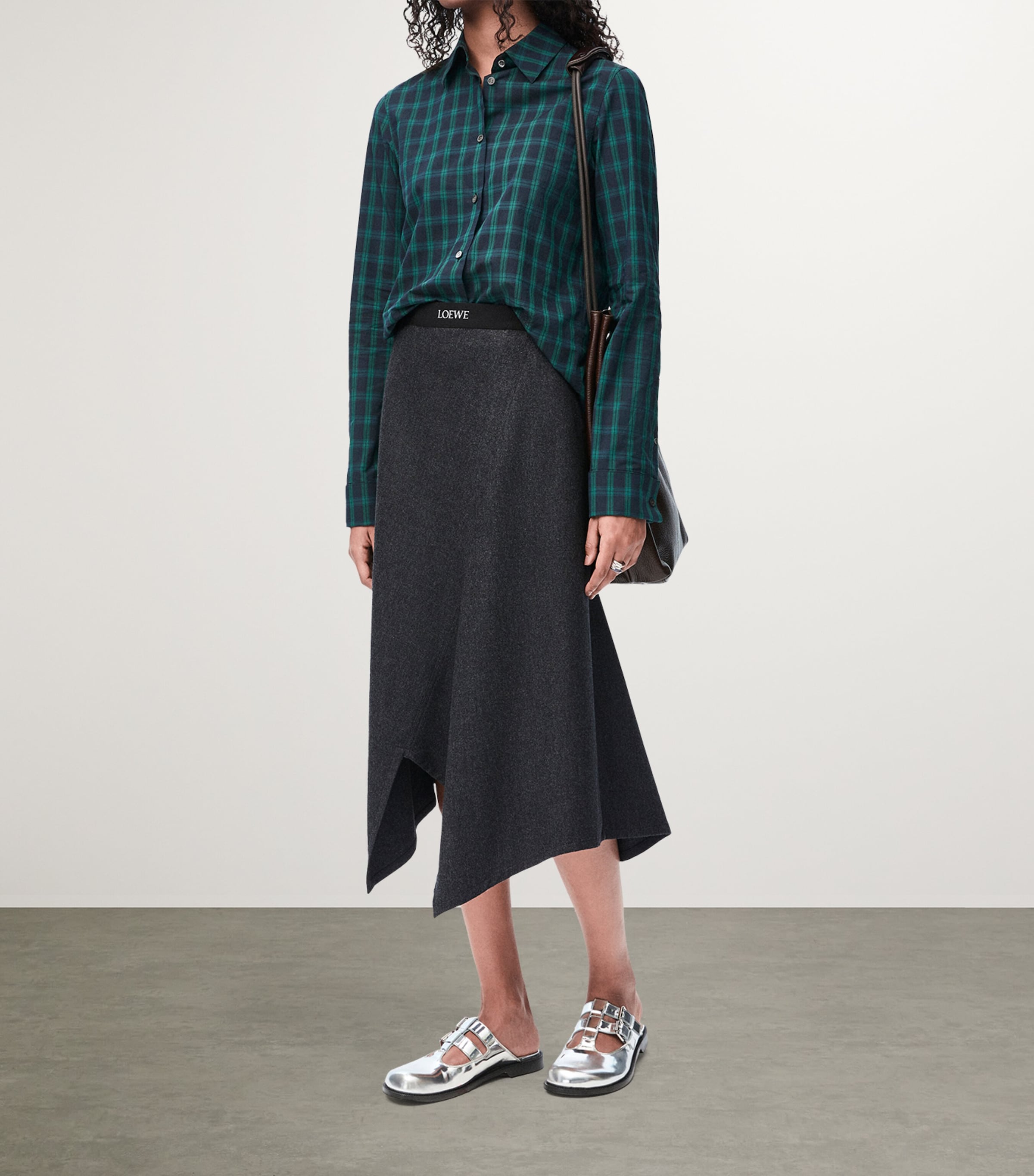 Wool-Blend Asymmetric Midi Skirt CHARCOAL MELANGE Image 2