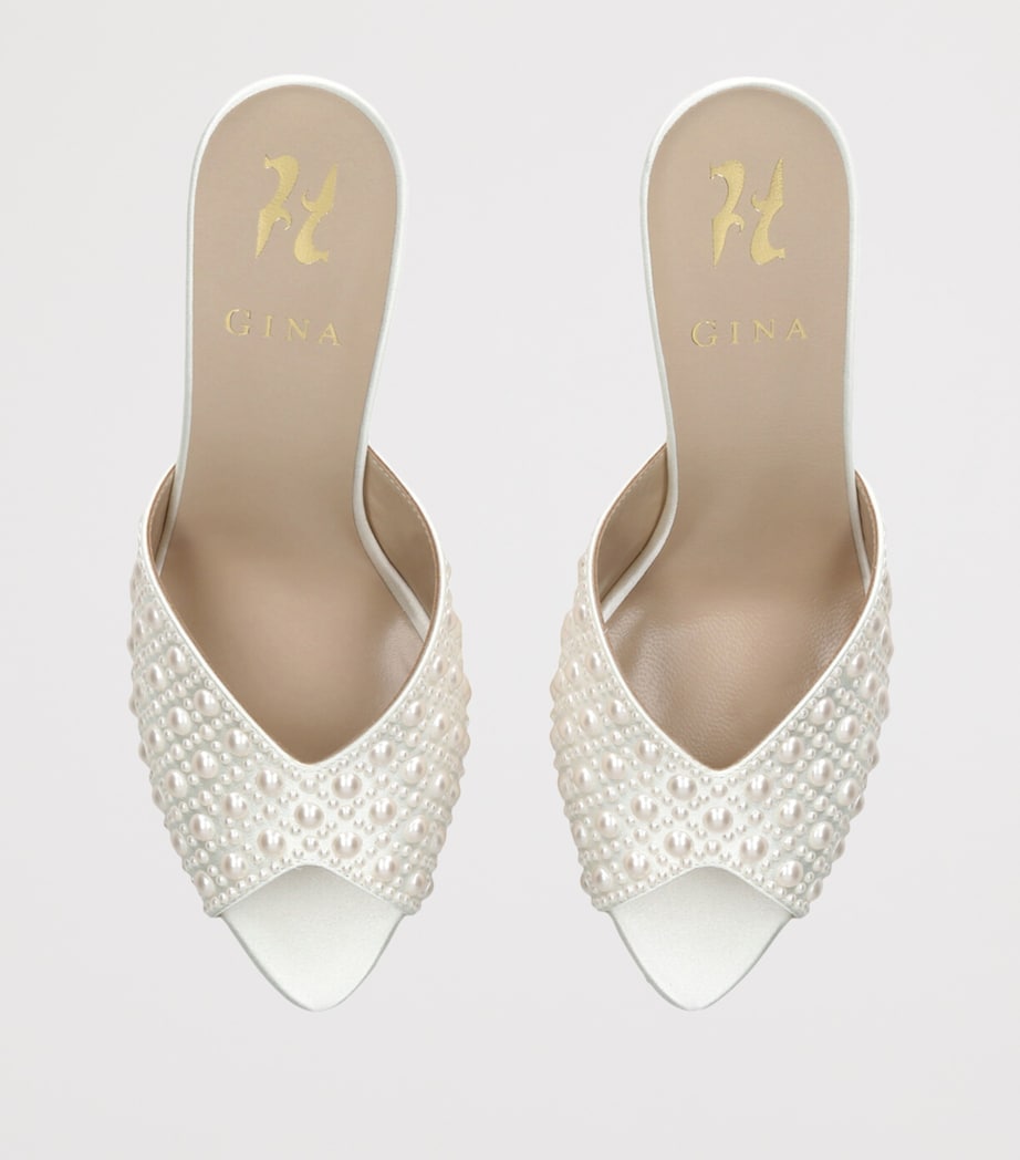 Gina Satin Embellished Alyssa Heeled Mules 85 Cream Comb Image 4