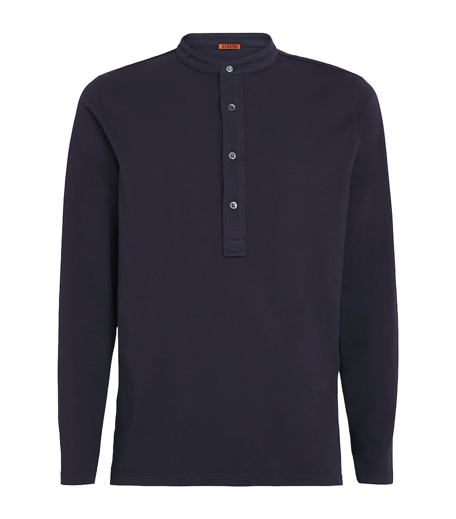 Cotton Jersey Henley Top 170 NAVY Image 1