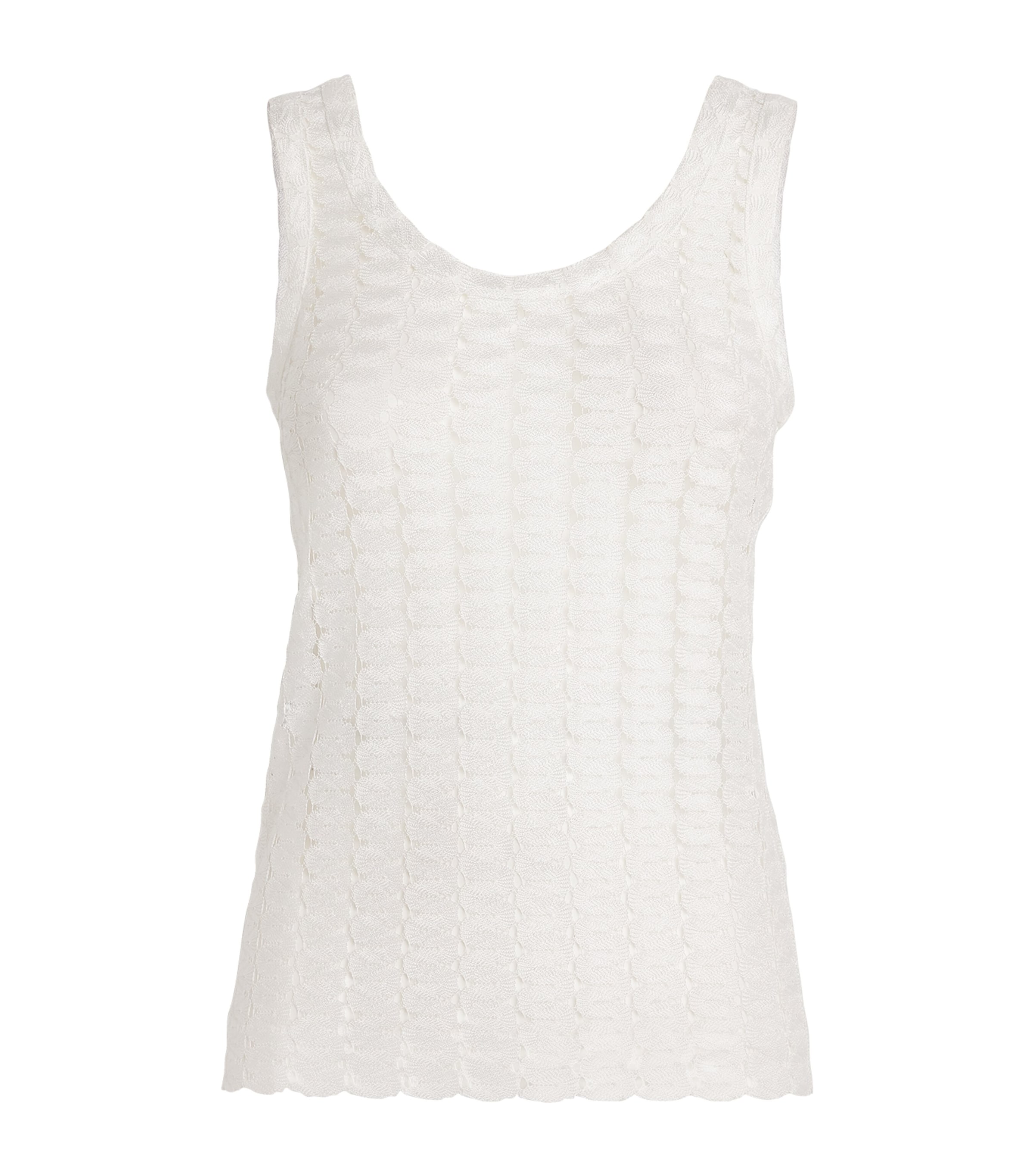 Missoni Curved Zig-zag Lace Tank Top In White