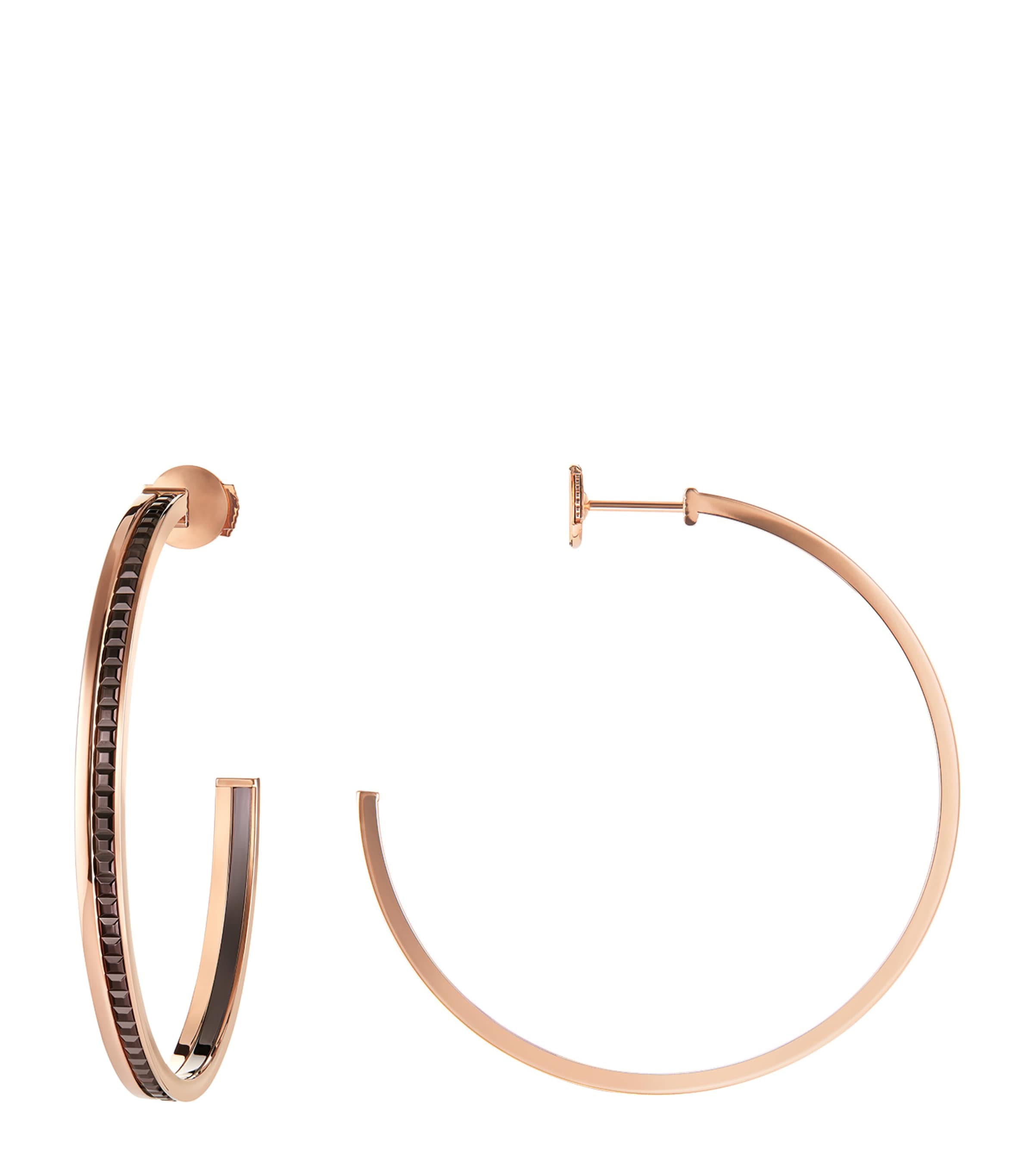 Large Rose Gold Quatre Classique Hoop Earrings BROWN Image 2