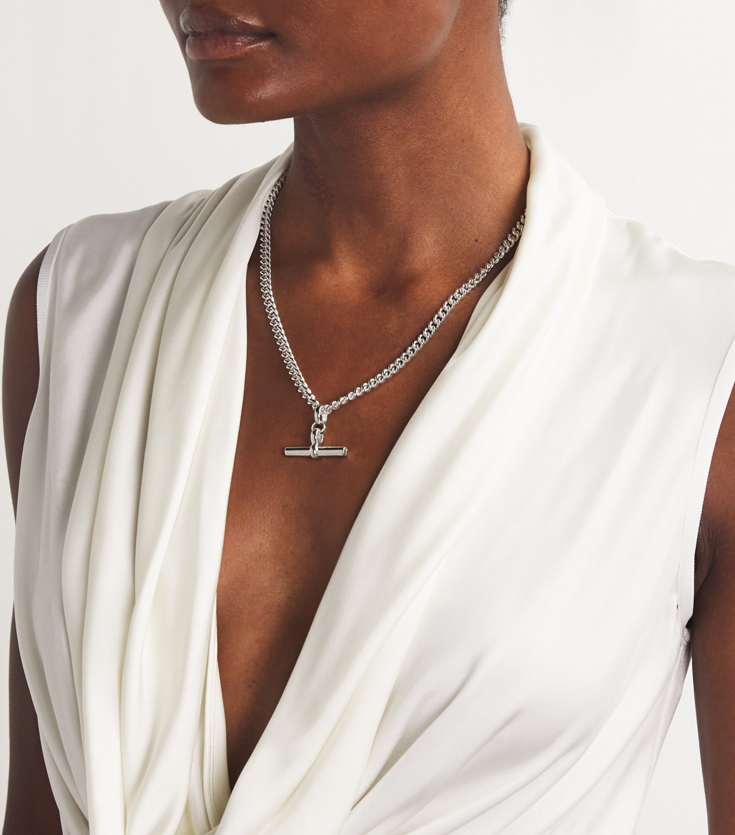 TILLY SVEAAS Sterling Silver T-Bar Curblink Chain Necklace Silver Image 2