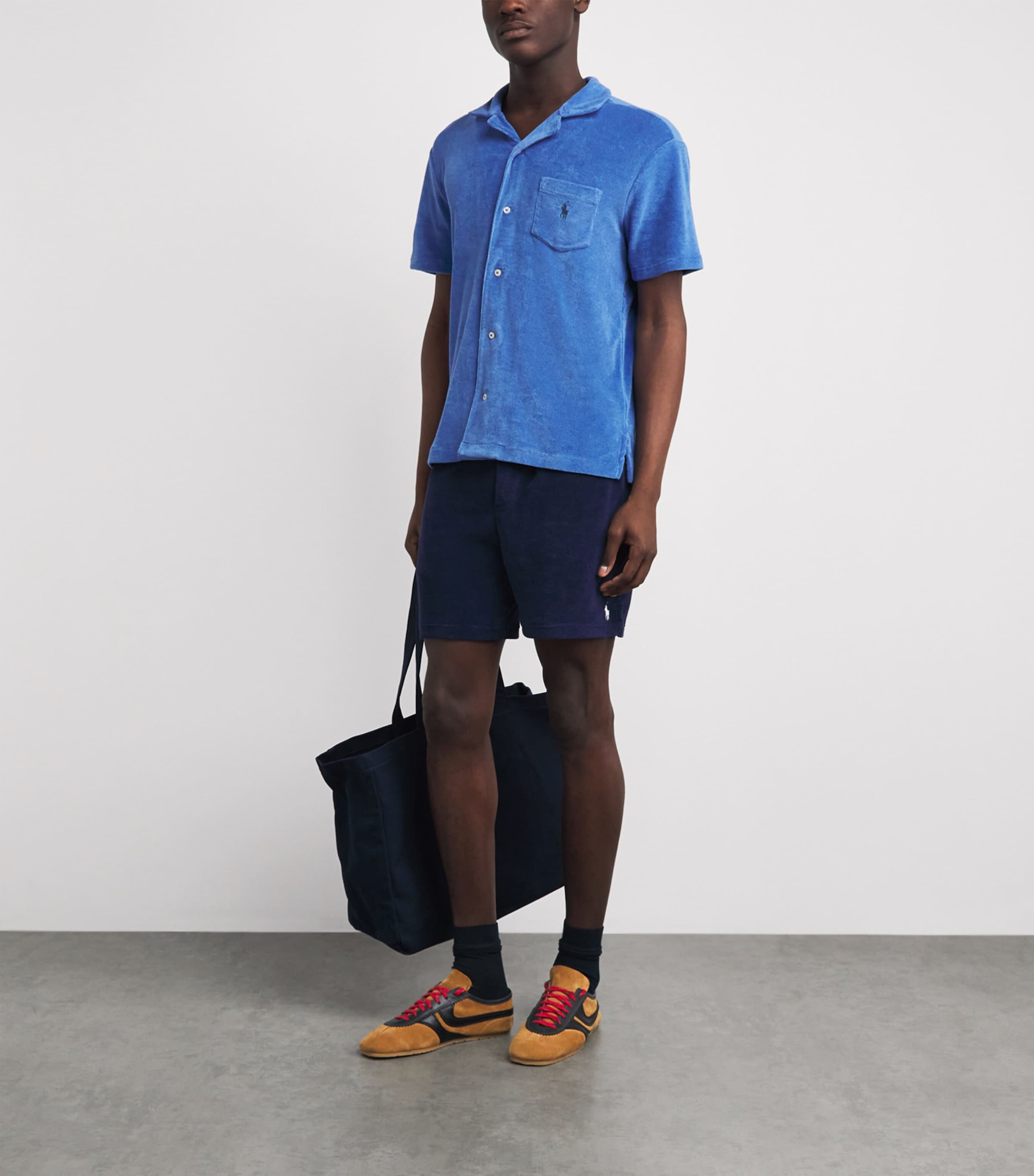 Polo Ralph Lauren Mens Terry Cotton Short-Sleeve Shirt Modern Royal Image 2