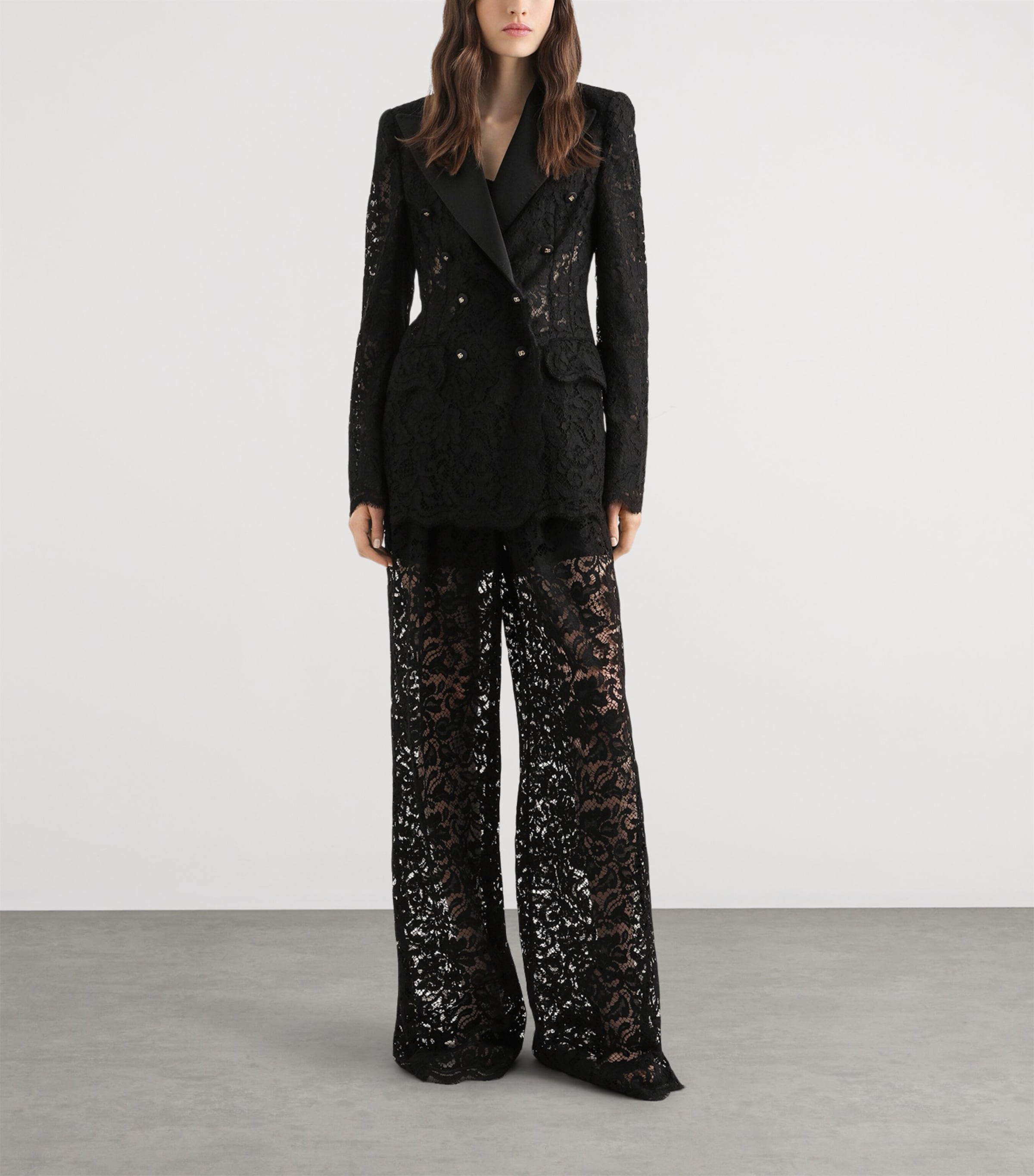 Dolce&Gabbana Womens Floral Lace Blazer Blac Image 2