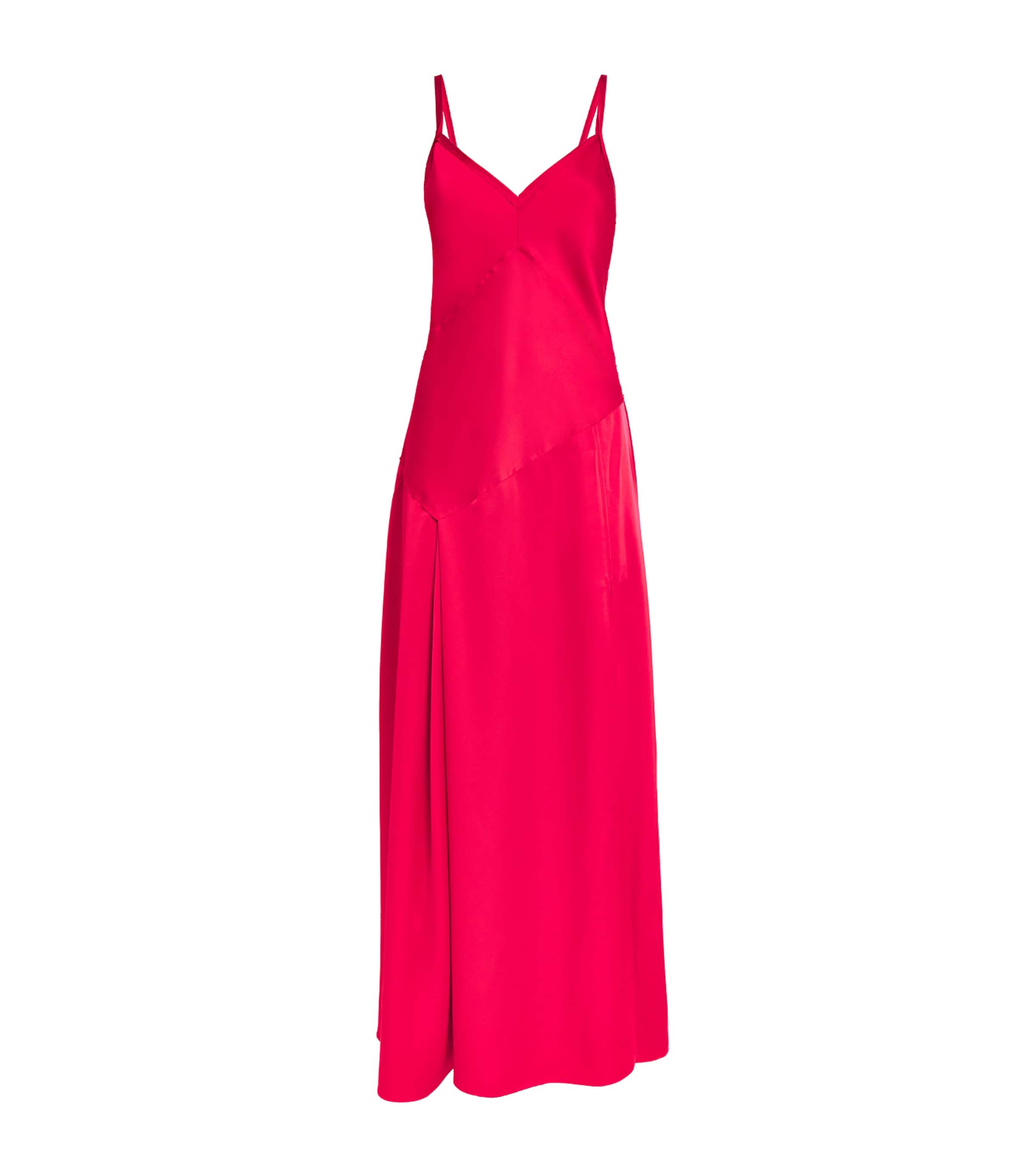 Max & Co Maxco. Satin Bias Cut Slit Maxi Dress In Red