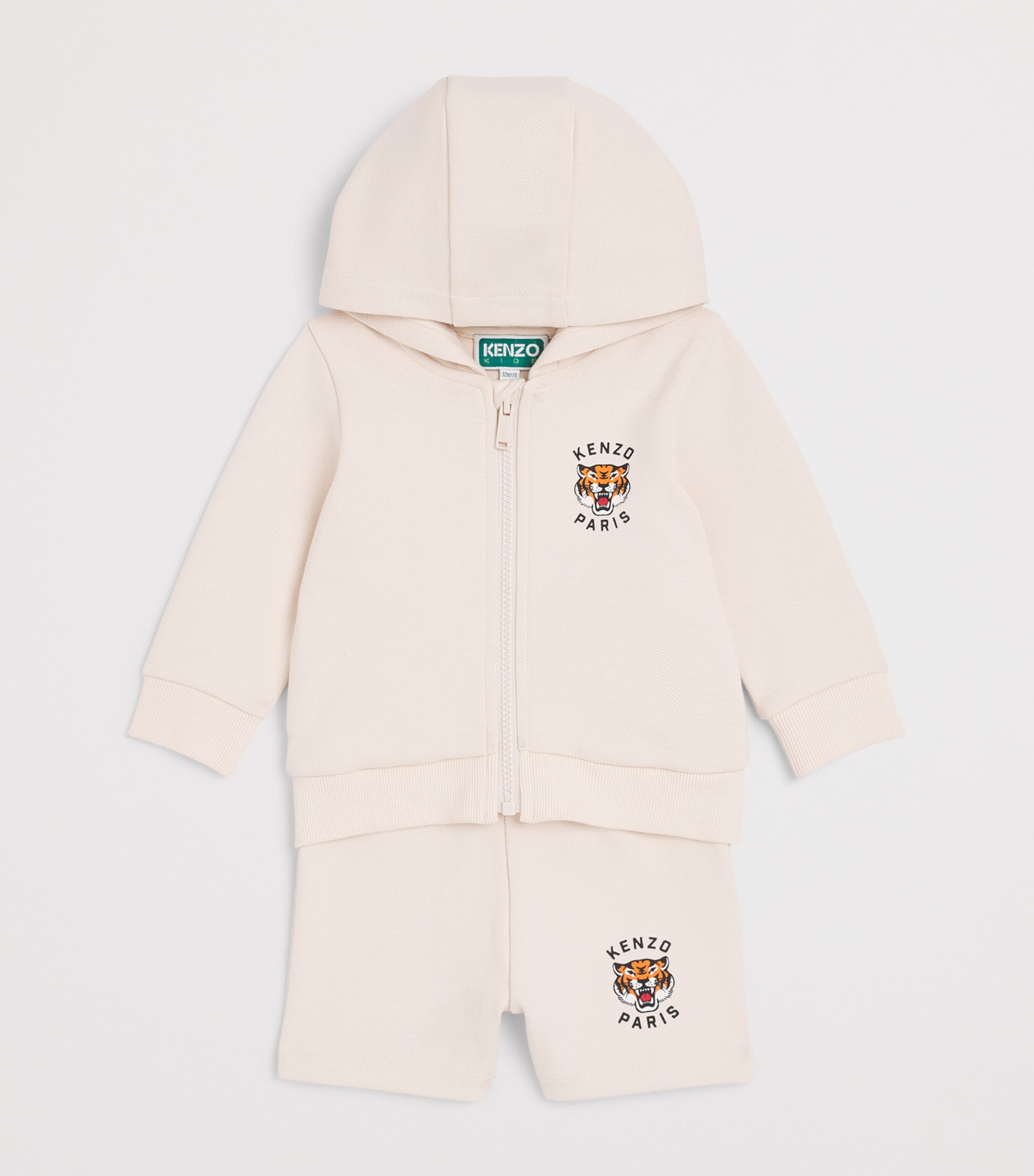 Kenzo Kids Tiger Logo Hoodie and Sweatshorts Set (6 Months-4 Years) Sand Image 3