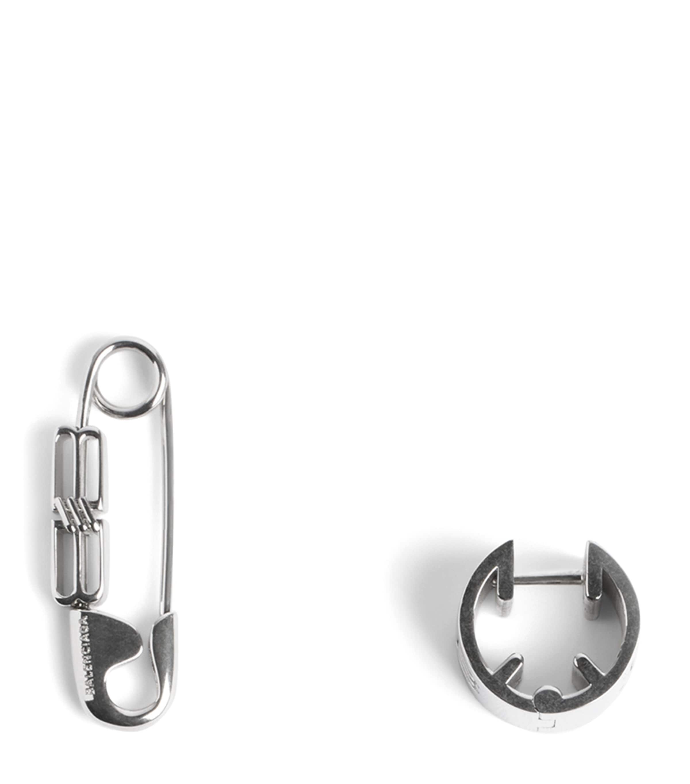Balenciaga Asymmetric Safety Pin Earrings Image 1