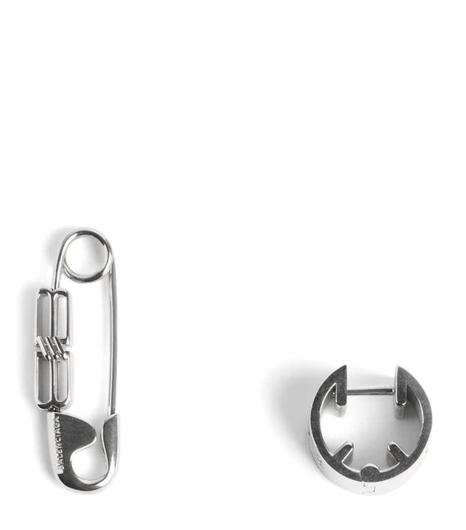 Balenciaga Asymmetric Safety Pin Earrings Image 1