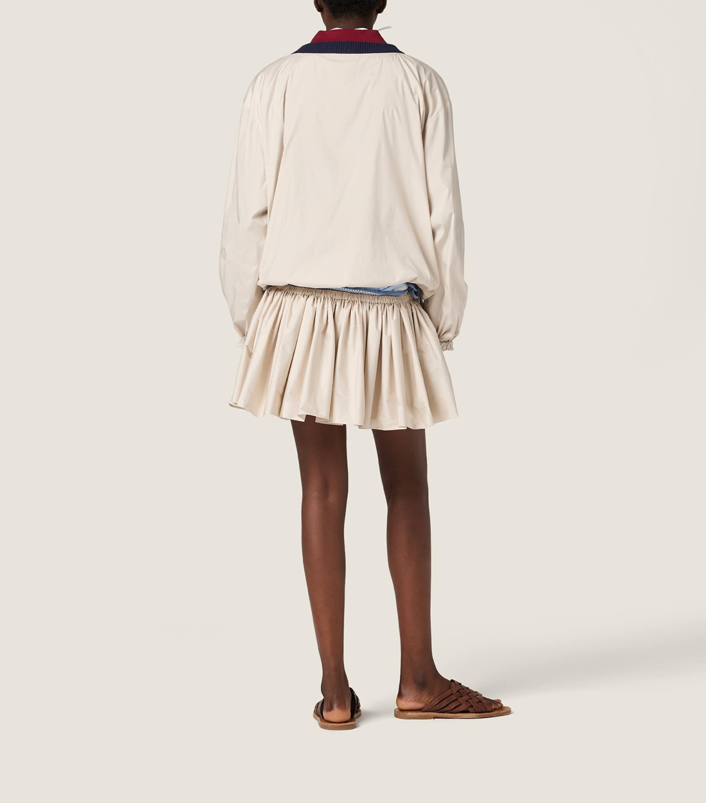 Miu Miu Womens Gathered Drawstring Mini Skirt Powder Image 3