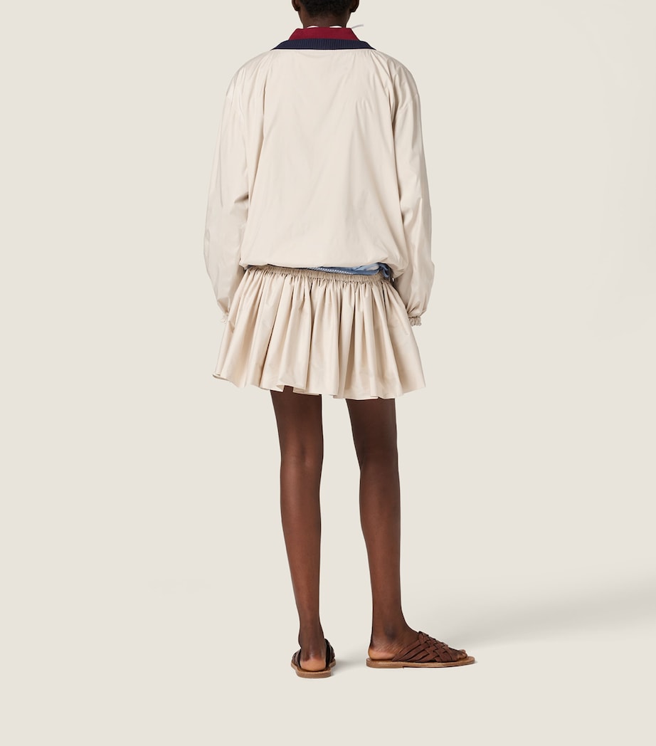 Miu Miu Womens Gathered Drawstring Mini Skirt Powder Image 3