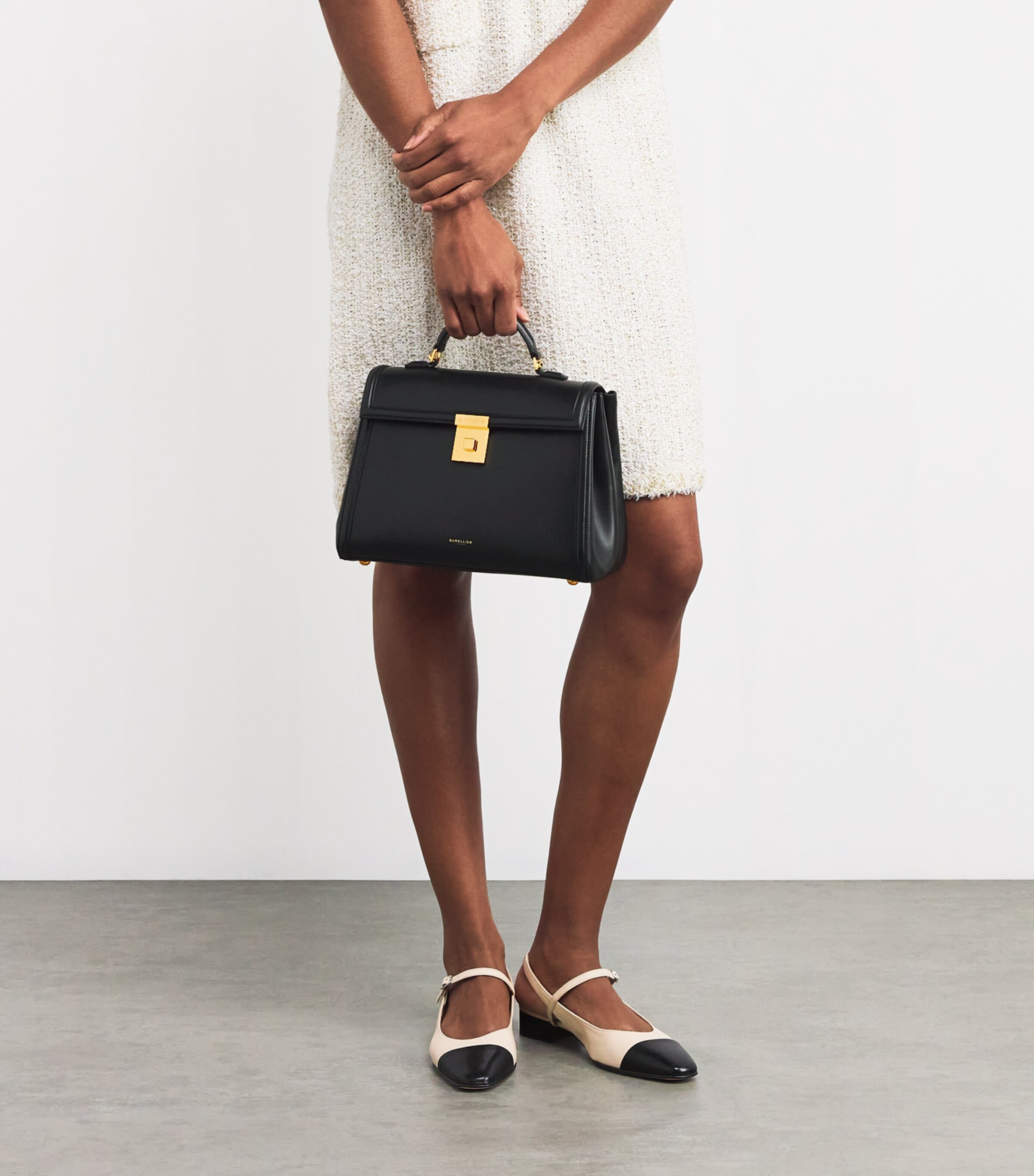 Demellier Black Leather Midi Paris Top-Handle Bag | Harrods UK