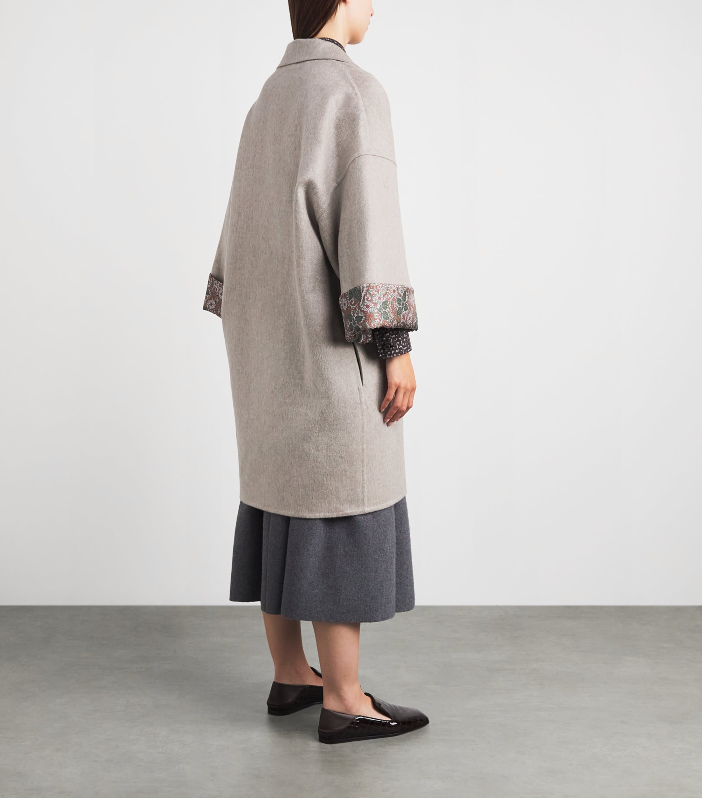 Colombo Womens Cashmere-Blend Trench Coat Beige/grey Image 5