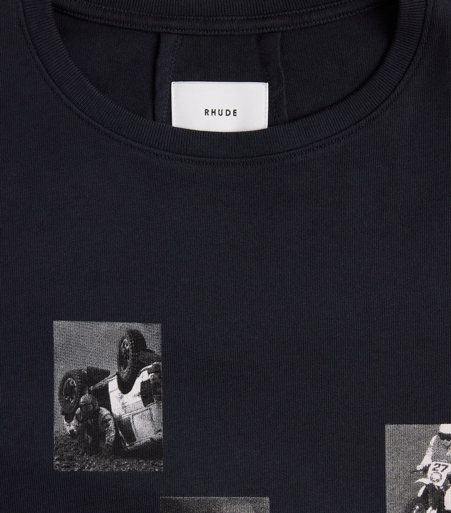 Rhude Mens Cotton 91 Rallye T-Shirt Vintage White /black Image 6