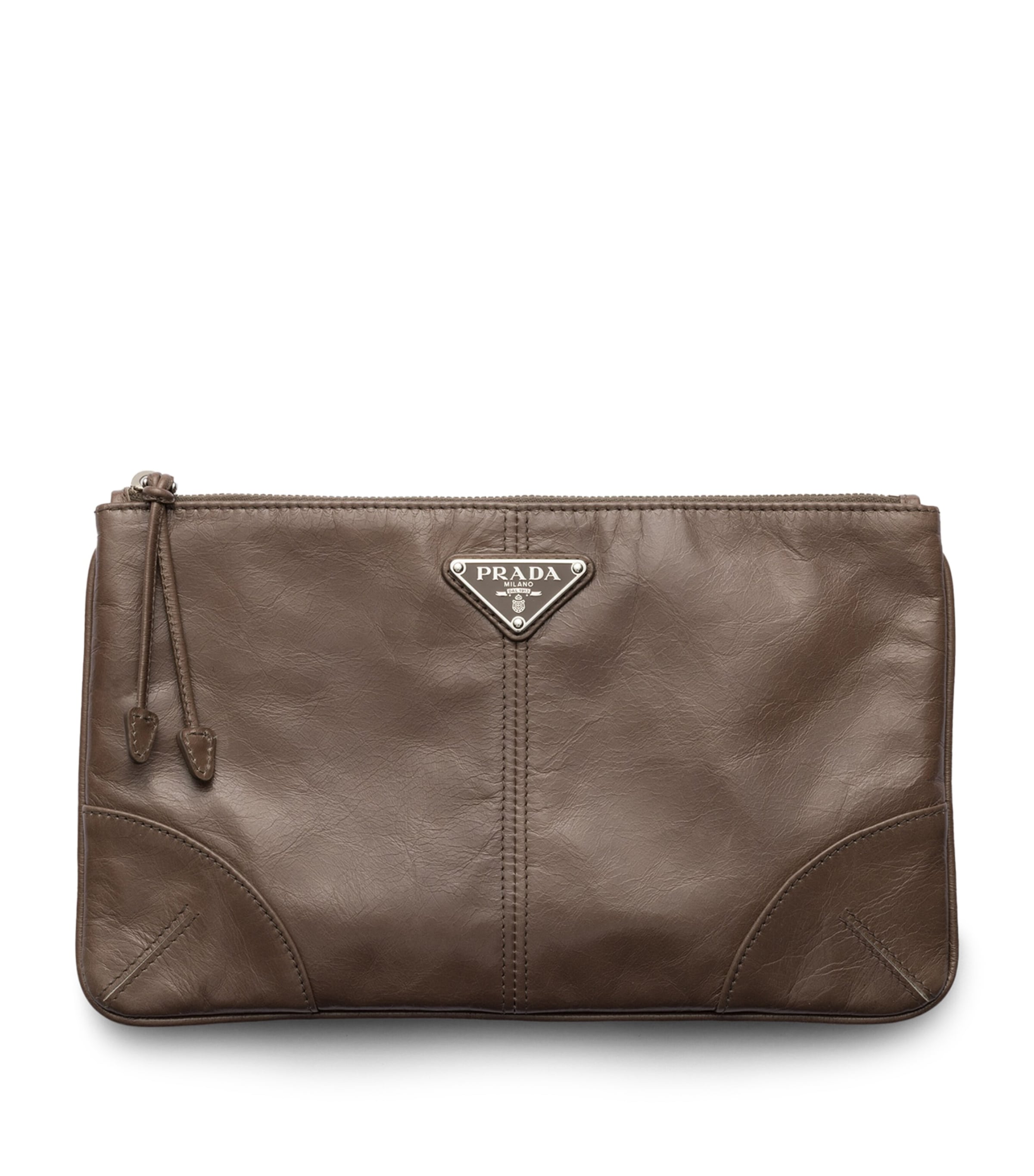 Prada Leather Pouch Grey Image 1