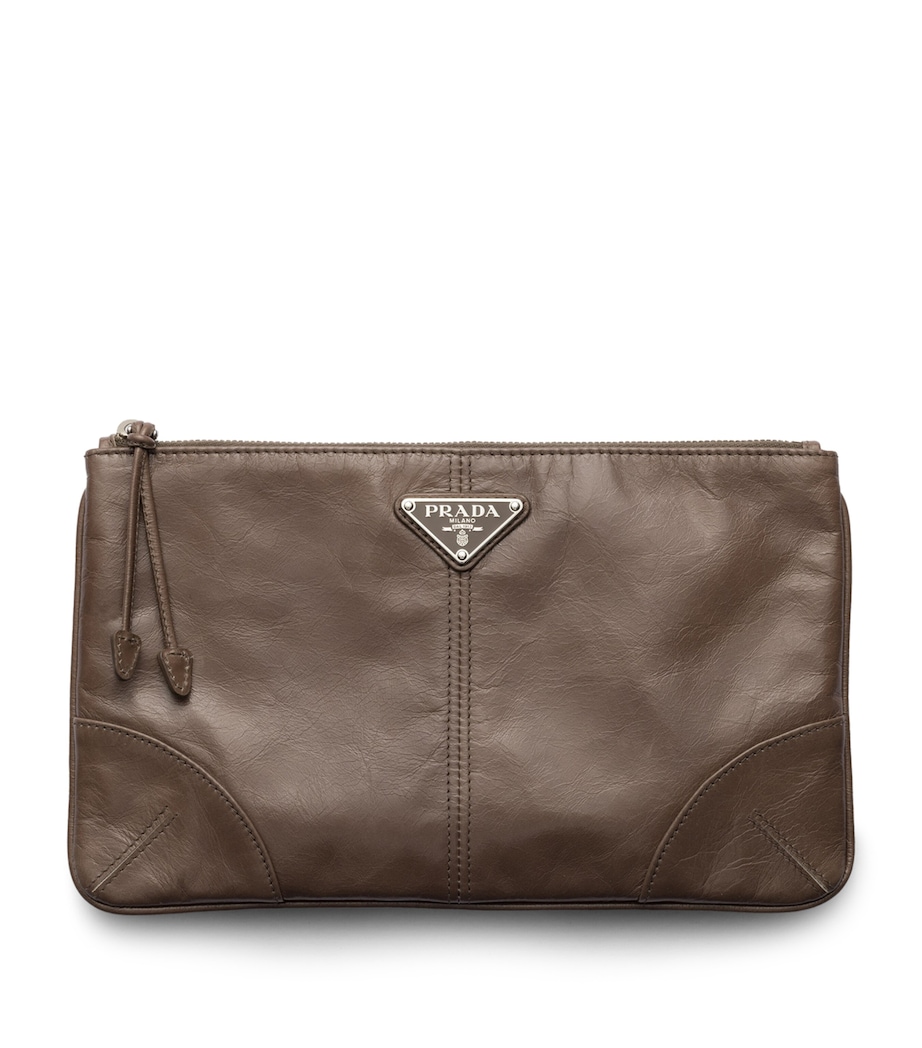 Prada Leather Pouch Grey Image 1