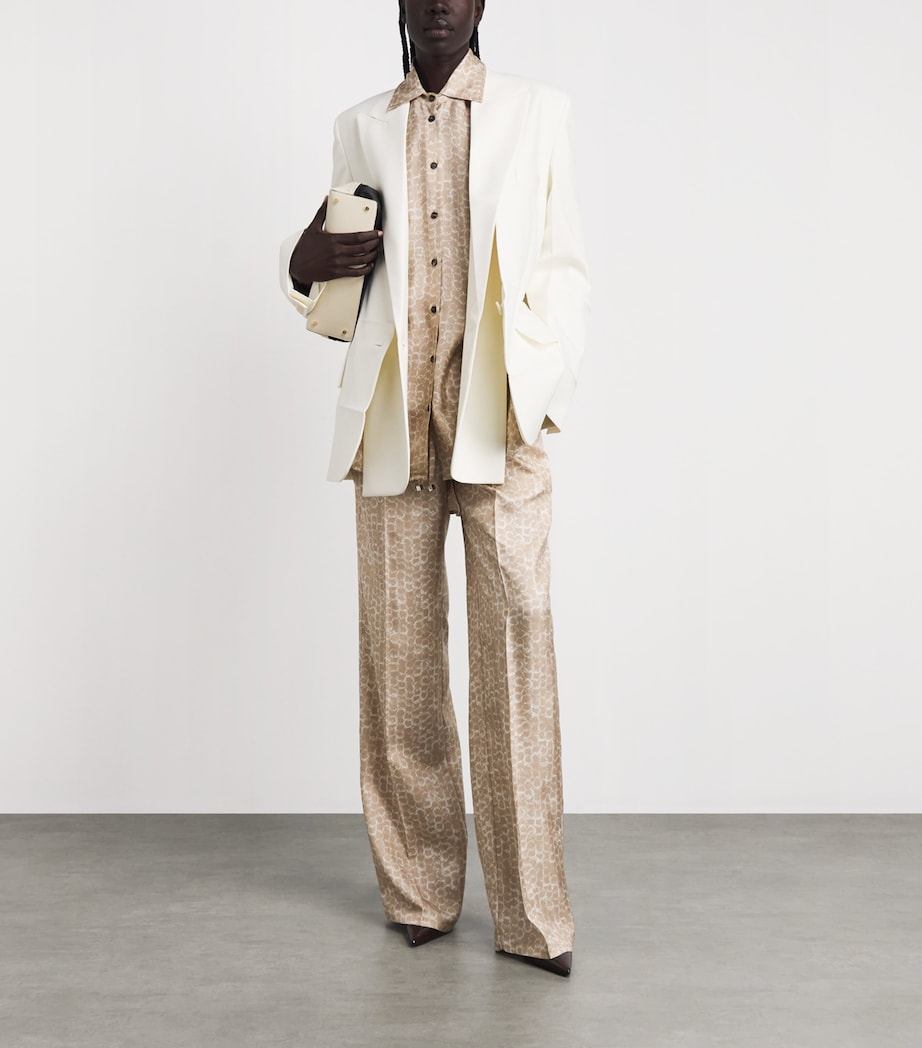 Kiton Womens Silk Printed Shirt Light Beige Print Image 2