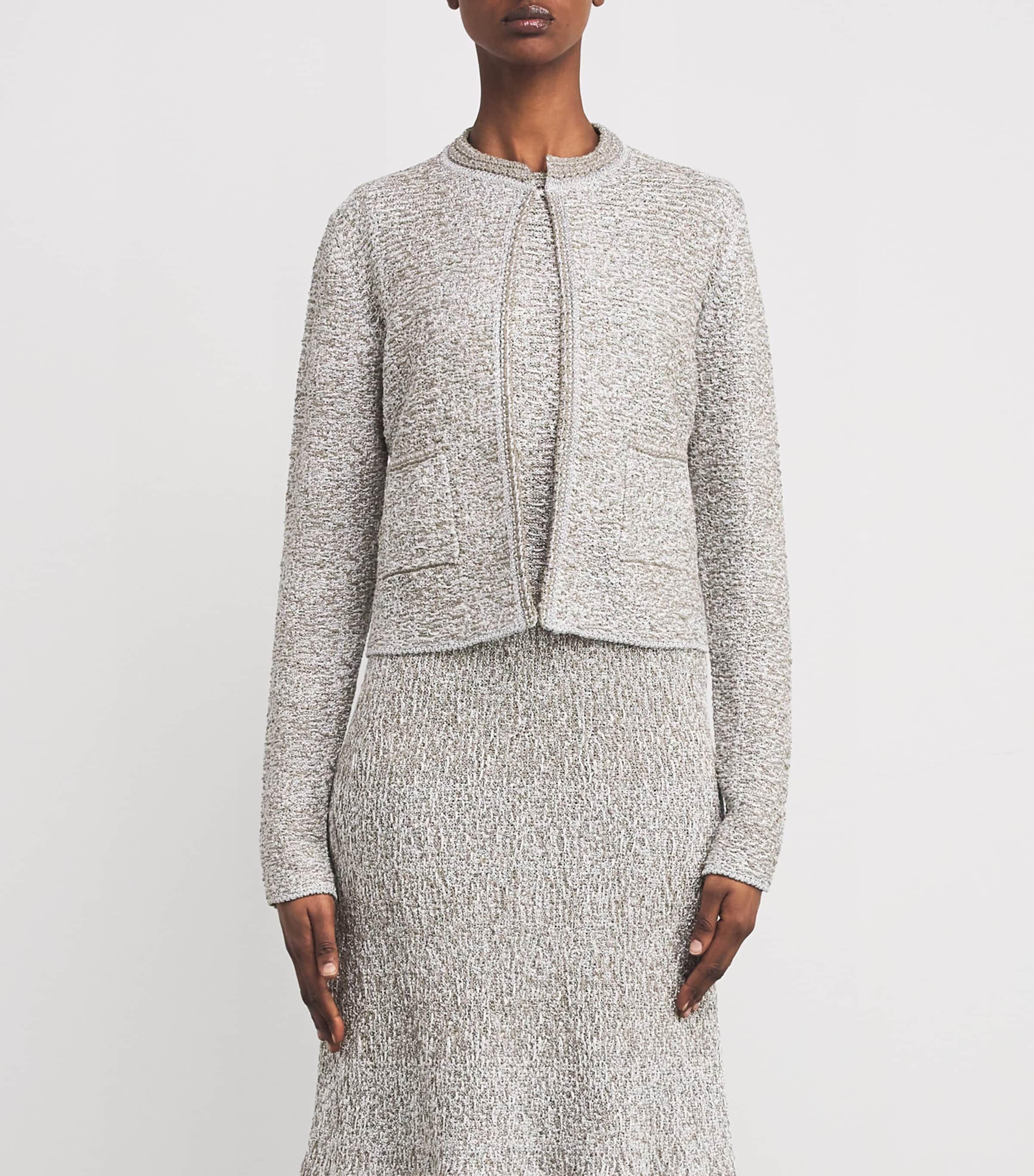 Fabiana Filippi Womens Cotton-Blend Metallic Cardigan Bianco/argilla Image 3