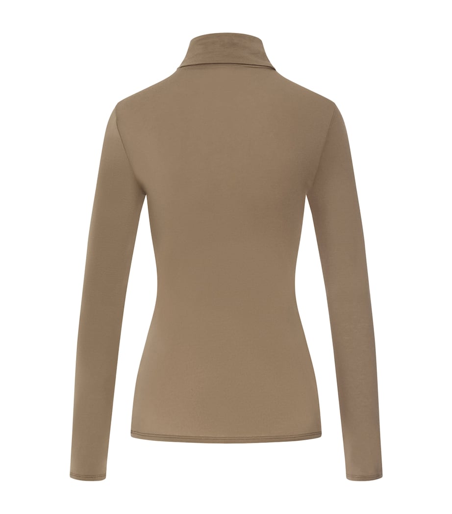 Hanro Brown Ultralight Wool High-Neck Top | Harrods UK