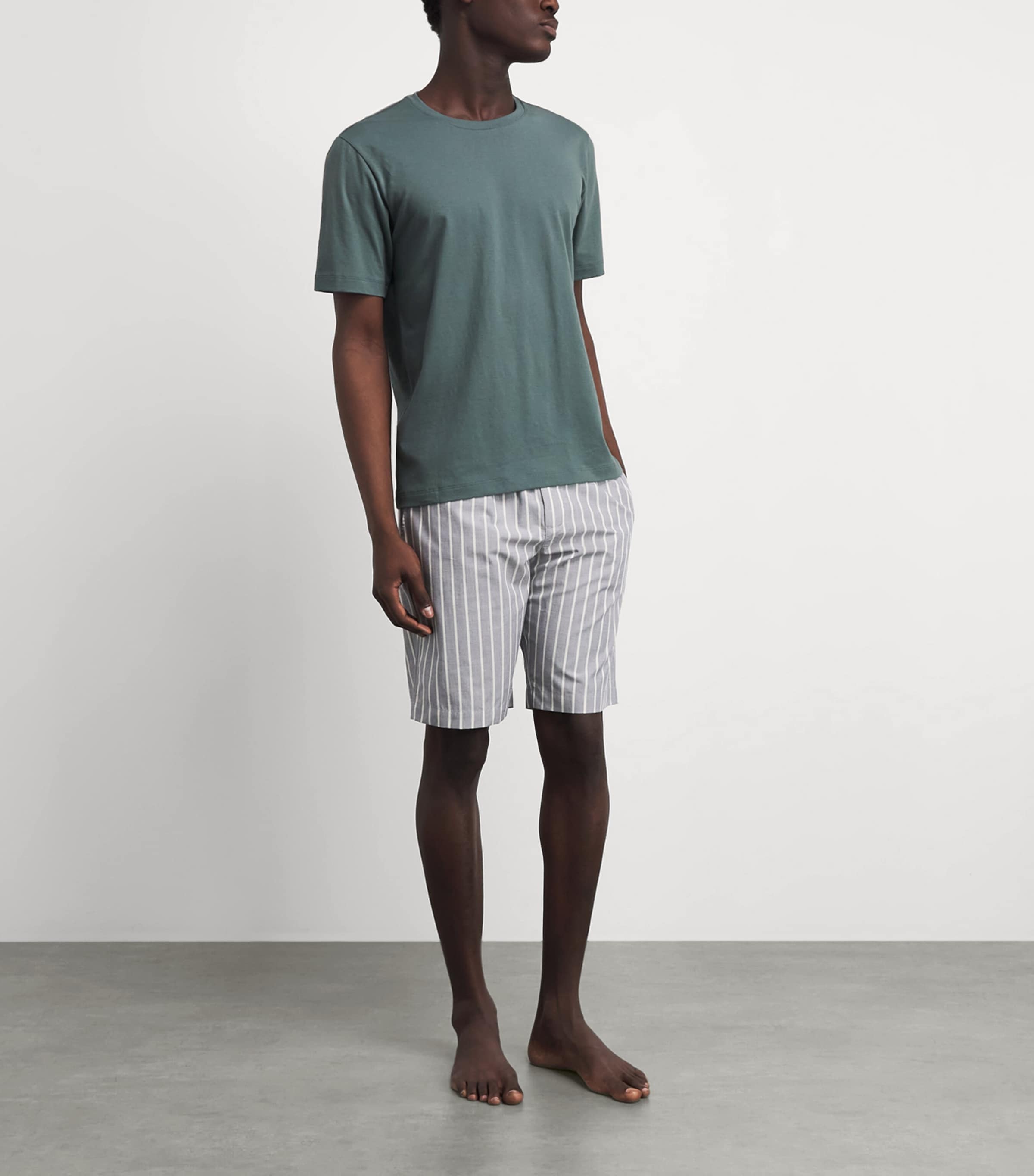 Hanro Mens Cotton Living Crew-Neck T-Shirt Studio Green Image 2