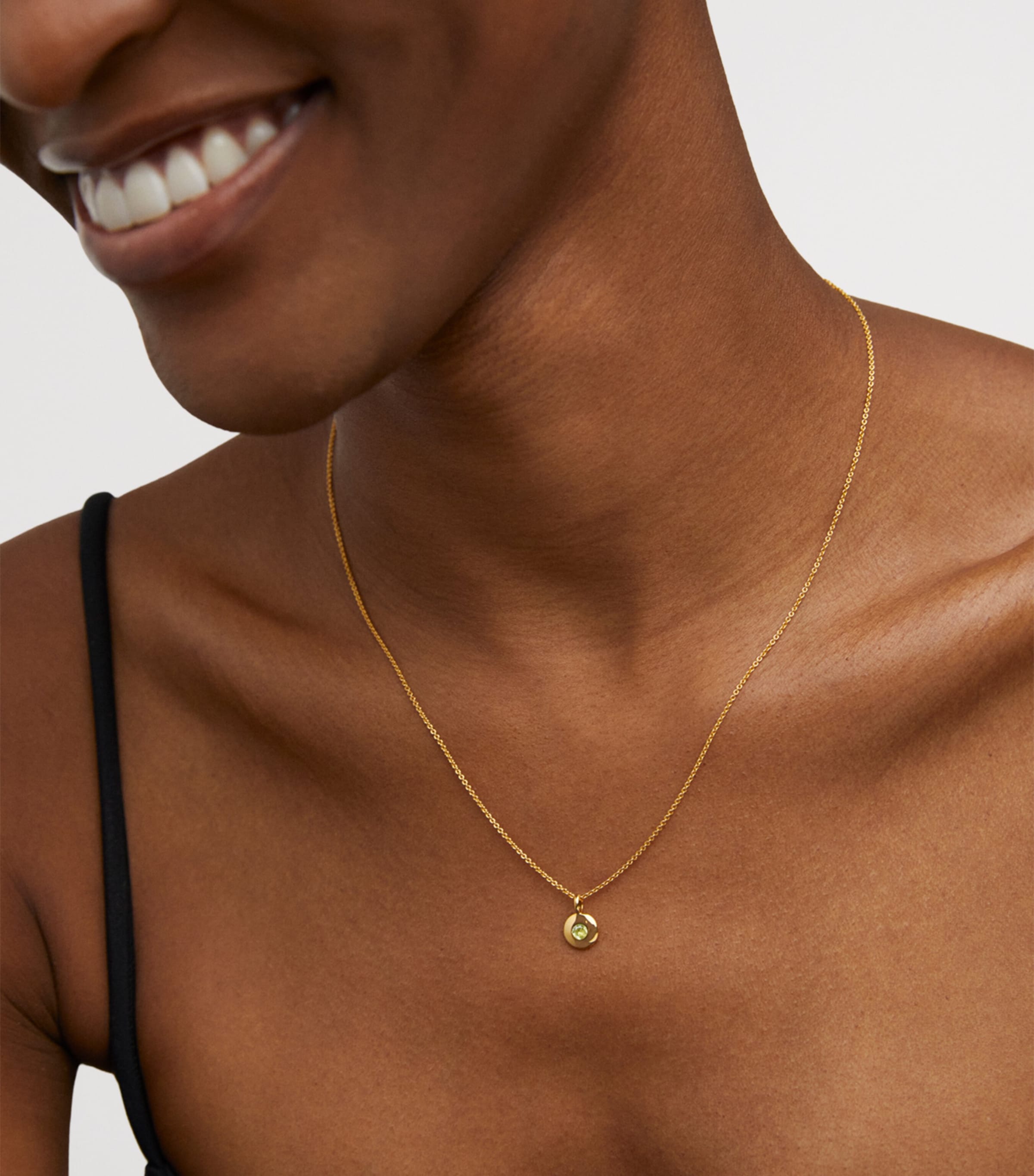 Monica Vinader Gold Vermeil and Peridot August Birthstone Necklace Gold Vermeil Image 2