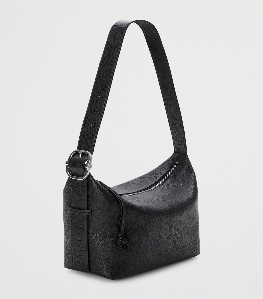 Leather Loop Hobo Shoulder Bag BLACK Image 2