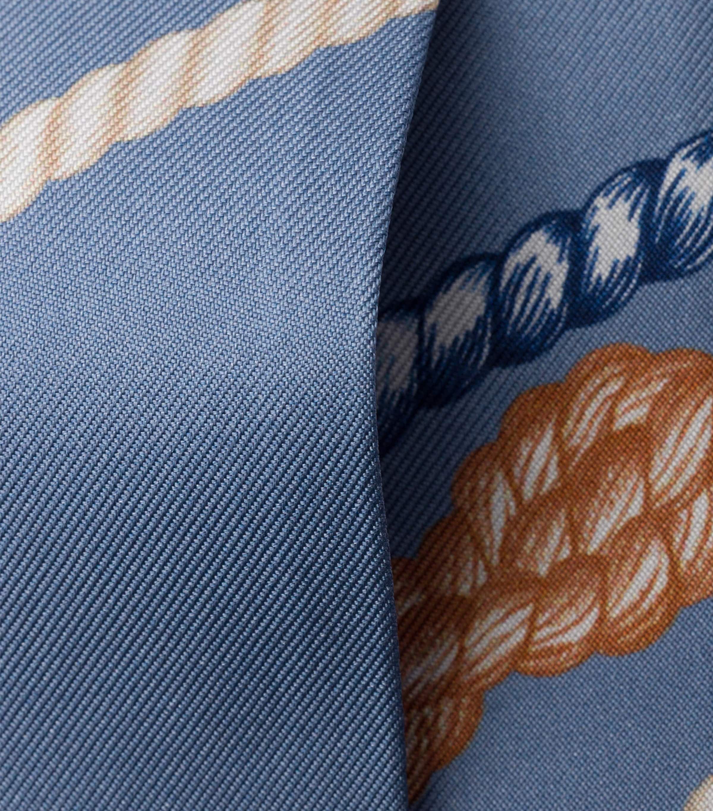 Prada Silk Twill Ropes Print Skinny Scarf Blue Image 3