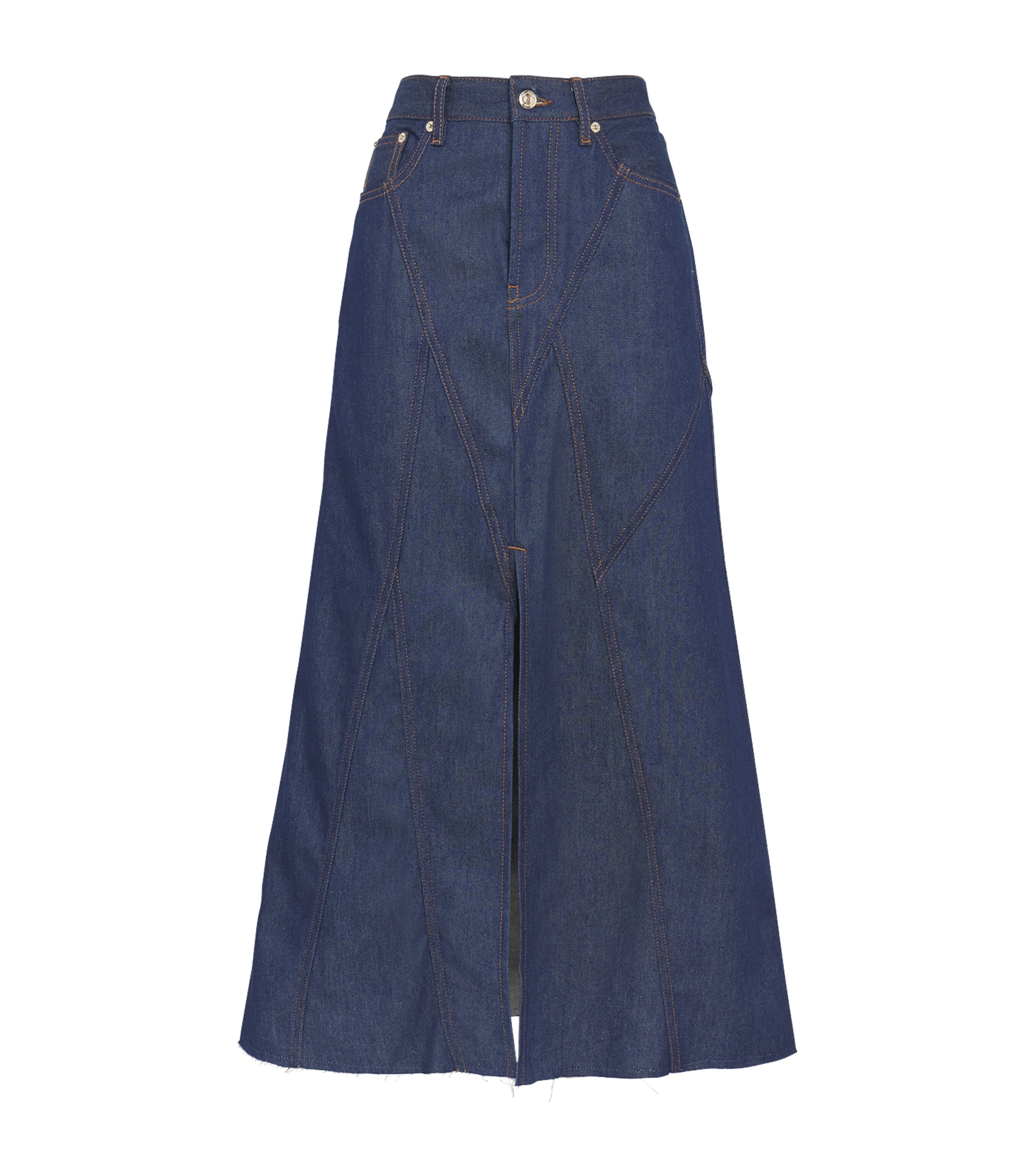 Maje Denim Midi Skirt In Blue