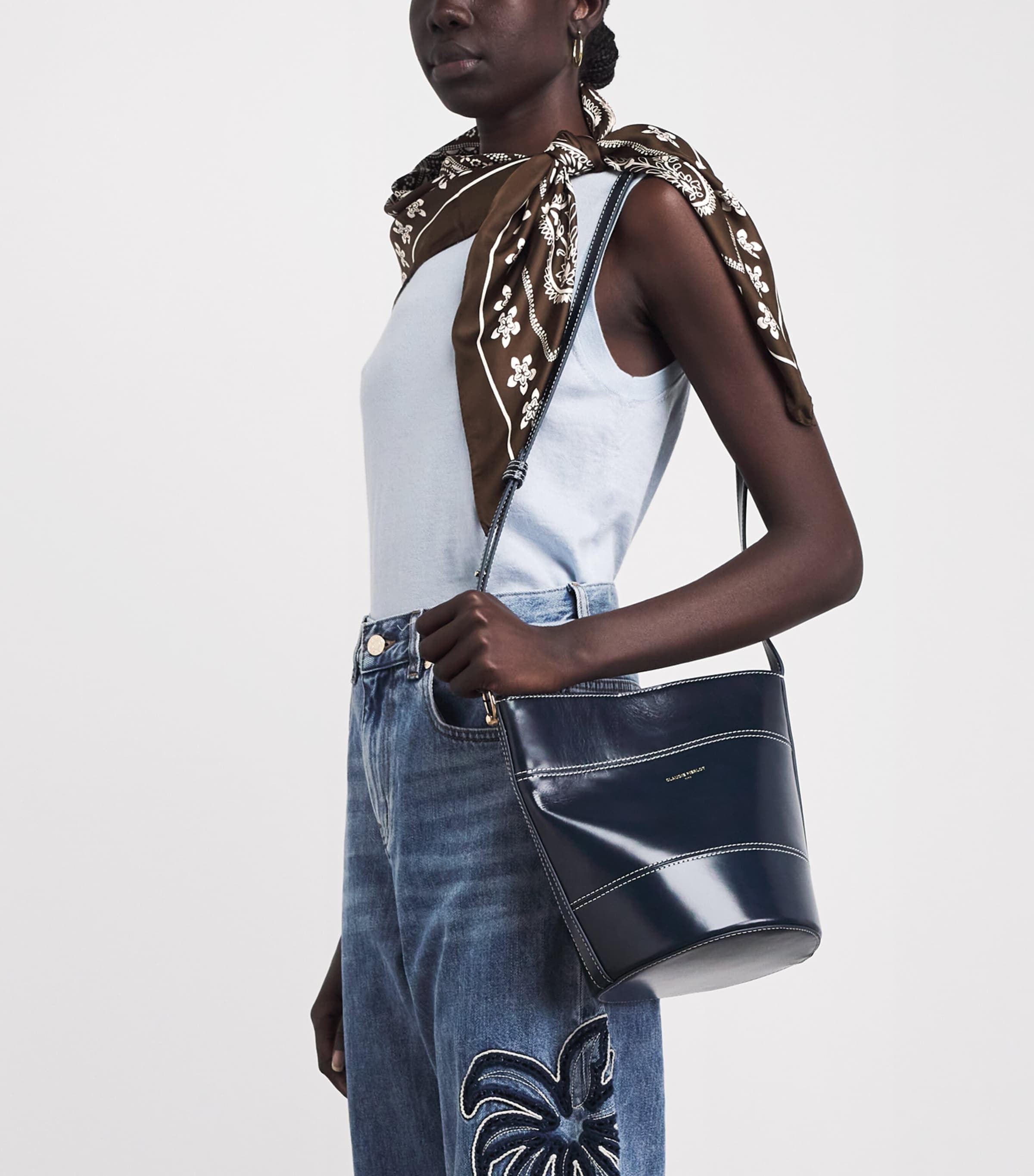 Sandro Paris Silk Printed Bandana Taupe / White Image 2