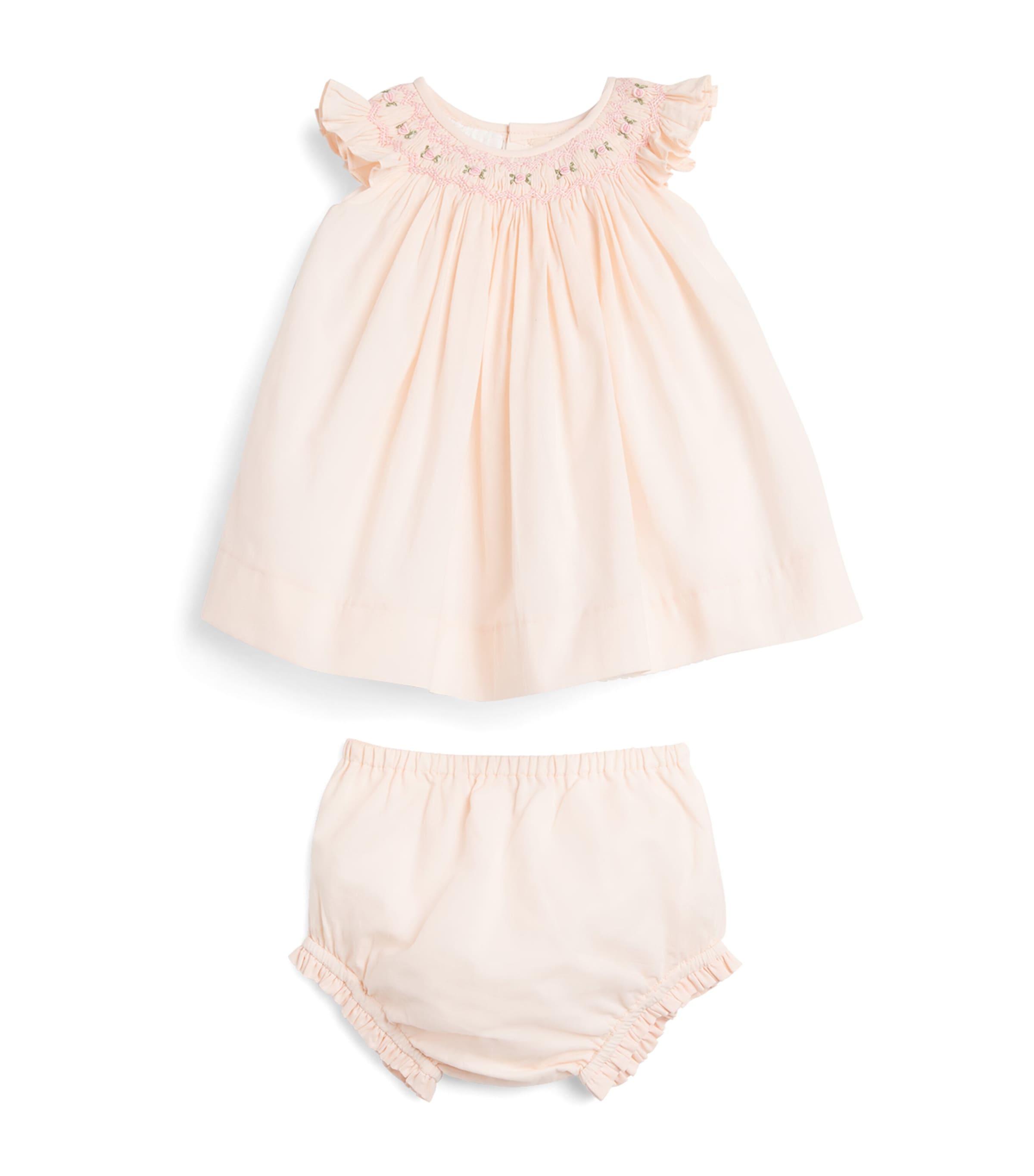 PEPA LONDON Cotton-Linen Smocked Dress with Bloomers (3-12 Months) Pink Image 1