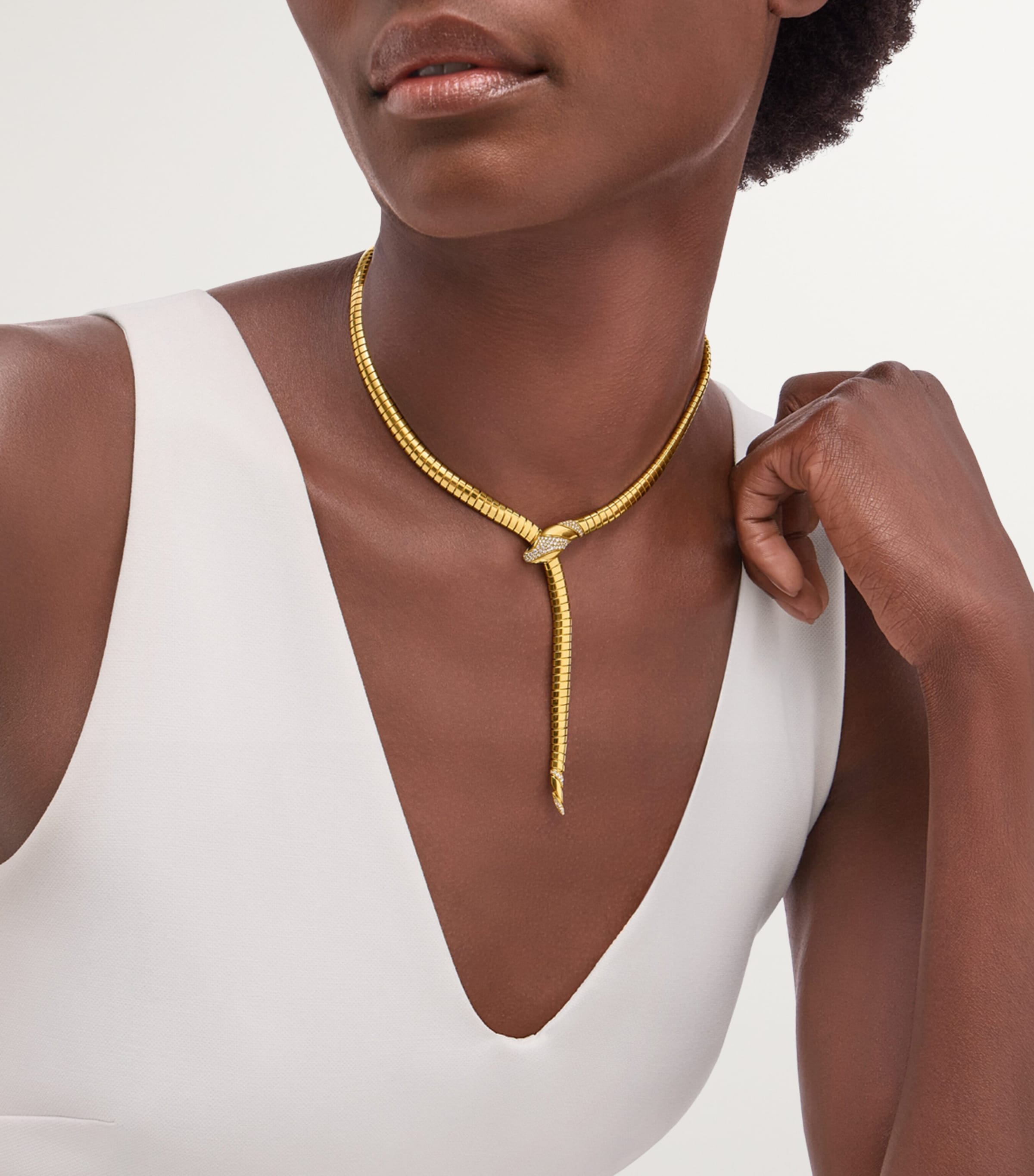 Yellow Gold and Diamond Serpenti Tubogas Necklace YELLOW GOLD Image 3