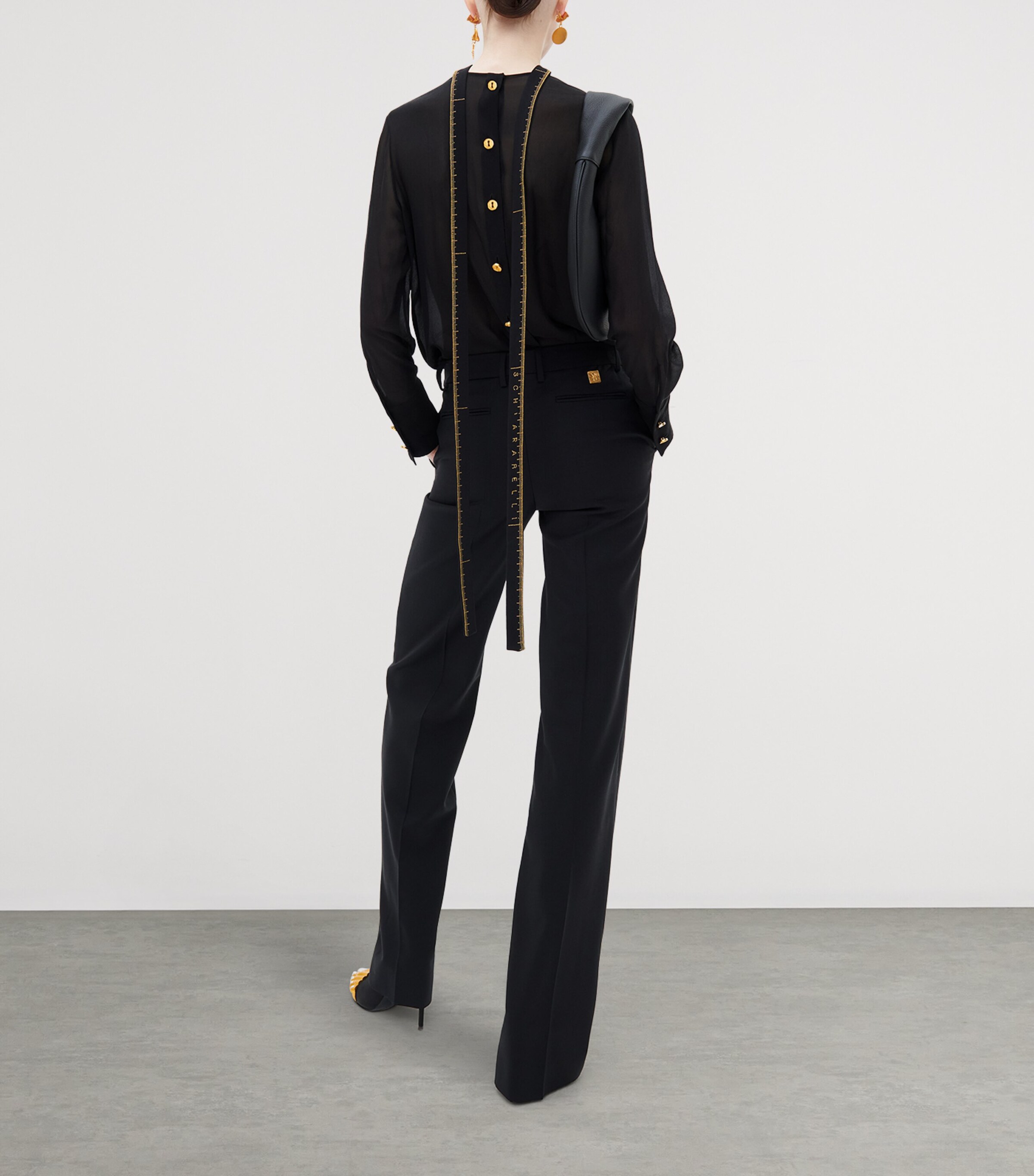 Schiaparelli Womens Virgin Wool Boyfit Trousers Black Image 2