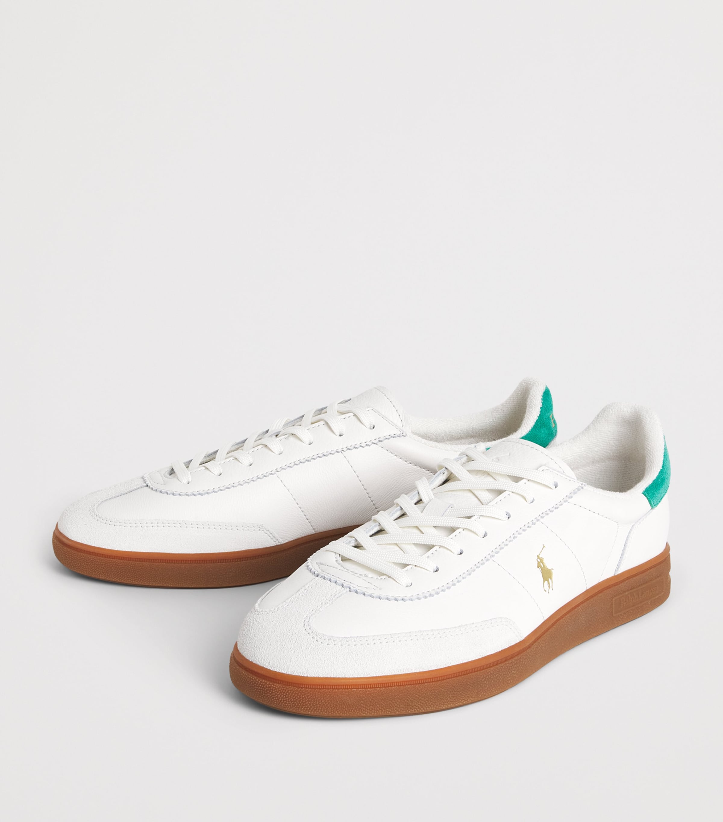 Polo Ralph Lauren Leather Bedford Sneakers Dckwash Wht/erin Grn Image 3