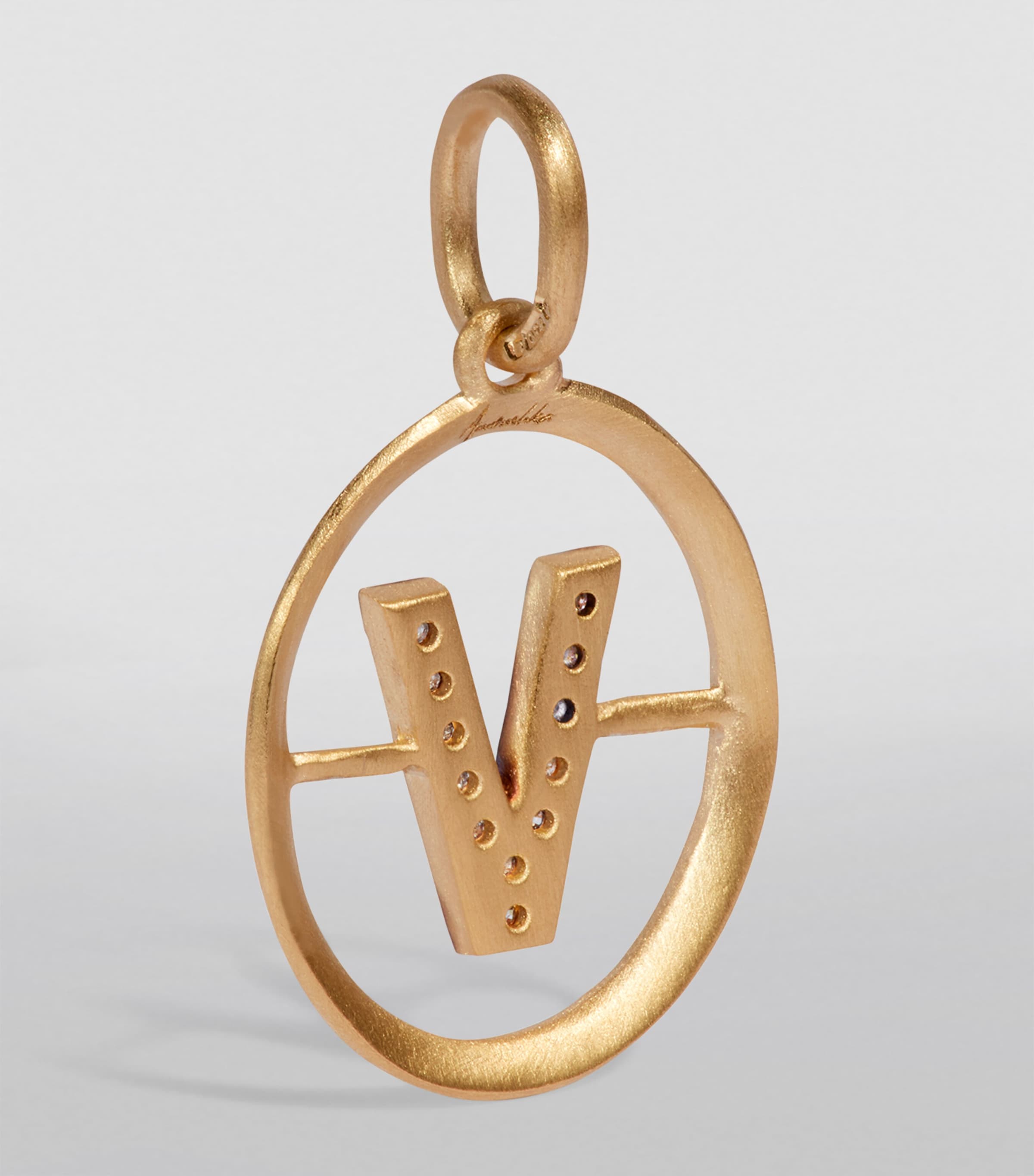 Yellow Gold and Diamond Initial V Pendant YELLOW GOLD Image 2