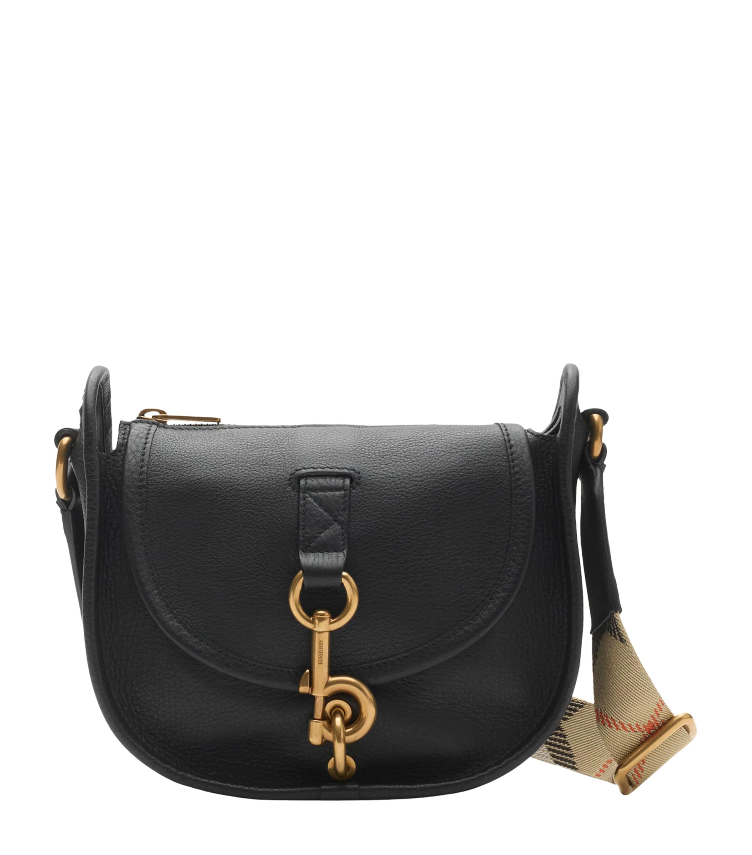 Burberry Mini Calfskin B Clip Messenger Bag In Black