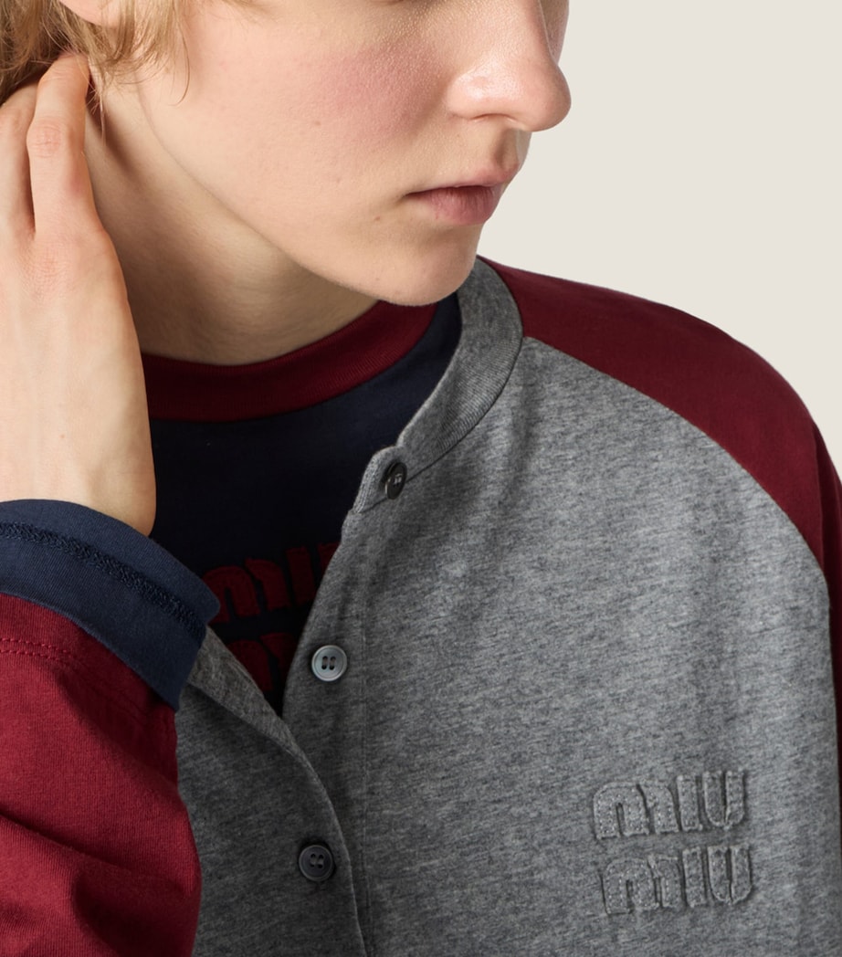 Miu Miu Womens Cotton Henley T-Shirt Image 4